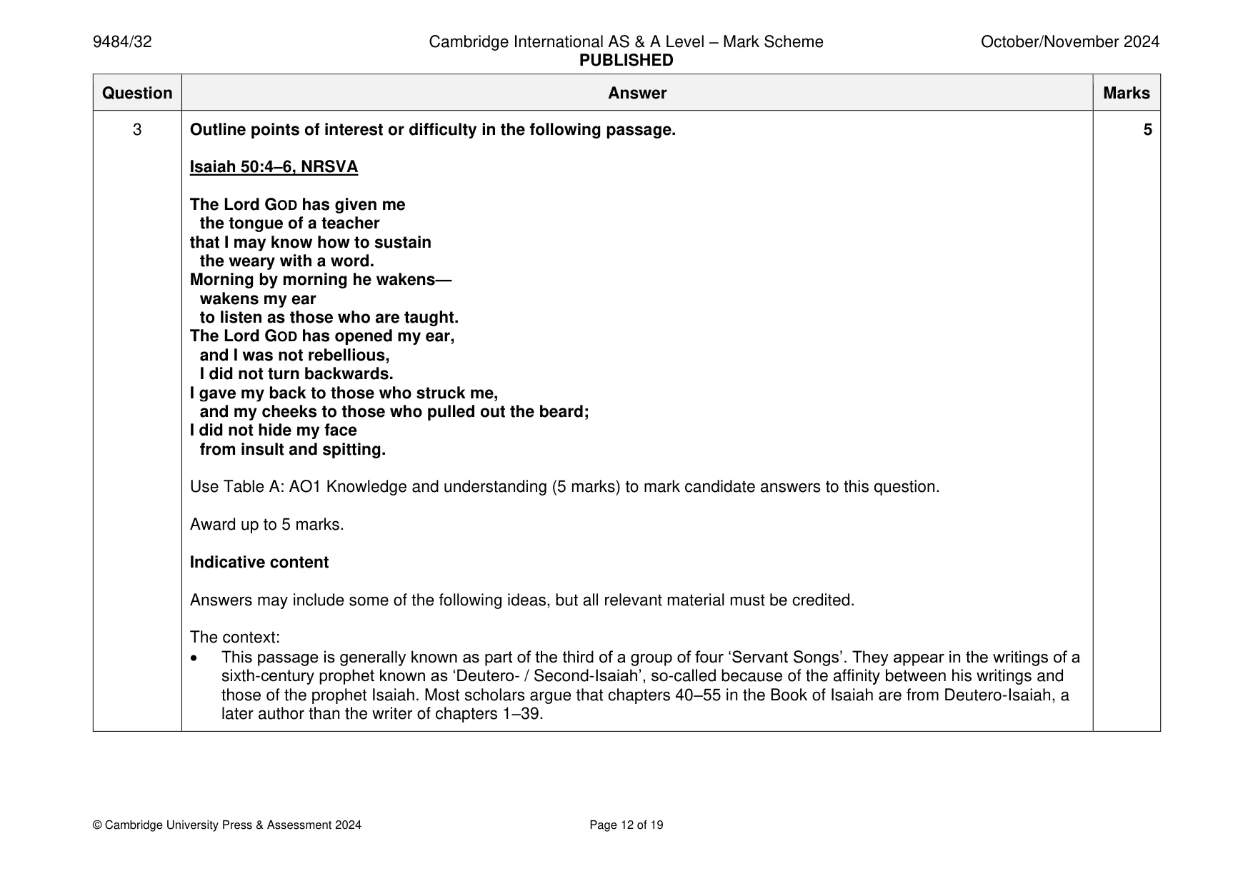 Mark scheme, page 12 of 19