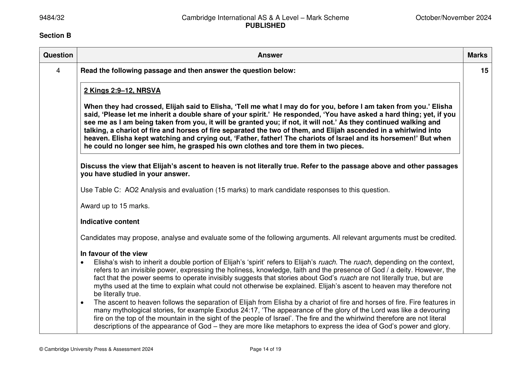 Mark scheme, page 14 of 19