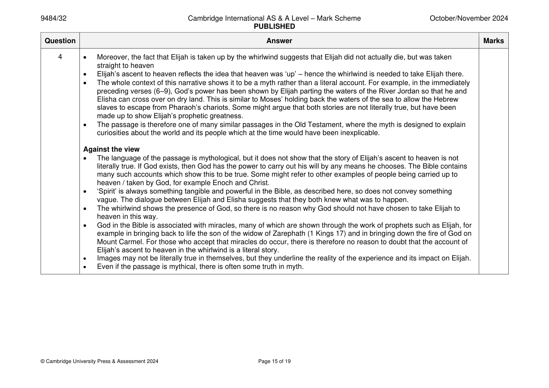 Mark scheme, page 15 of 19