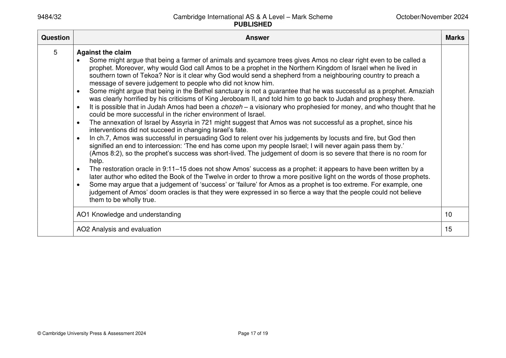 Mark scheme, page 17 of 19