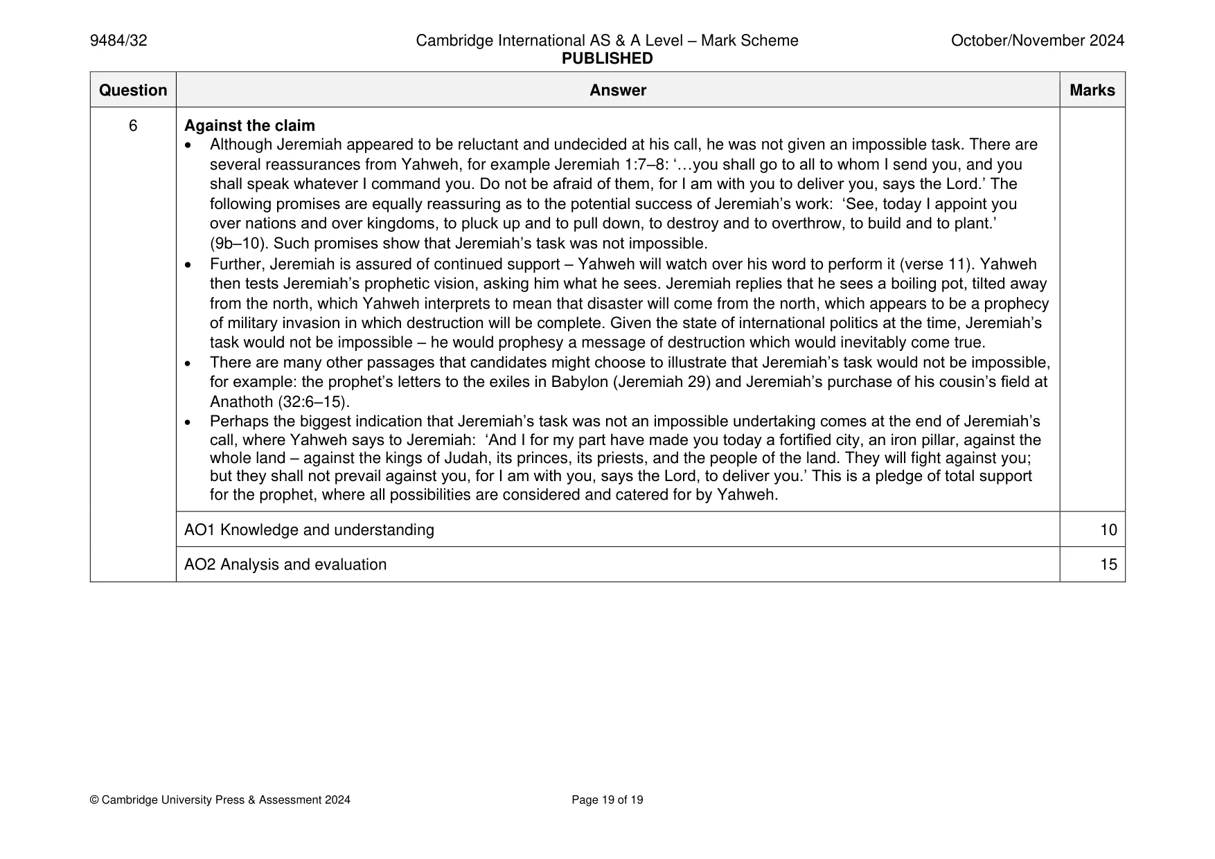 Mark scheme, page 19 of 19