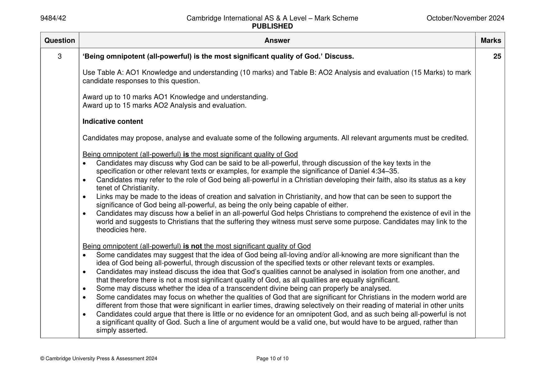 Mark scheme, page 10 of 10