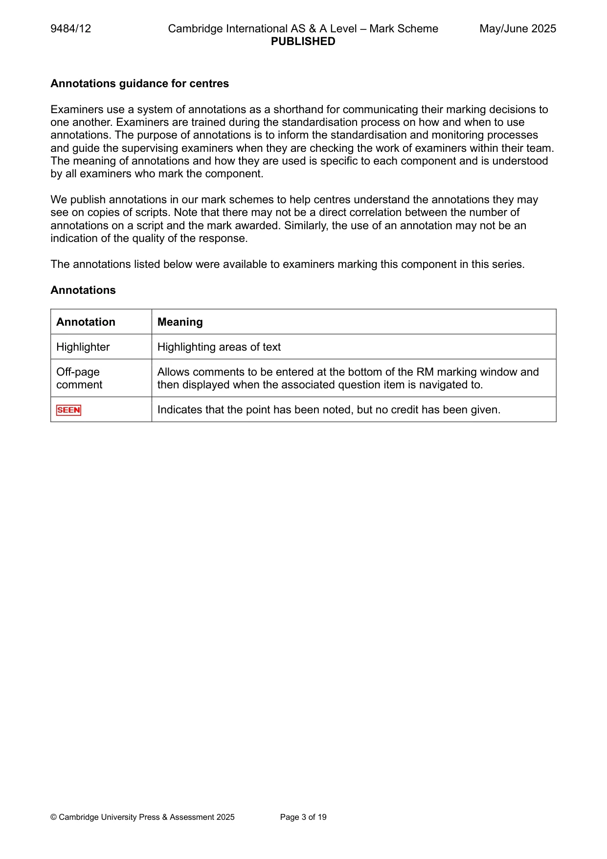 Mark scheme, page 3 of 19