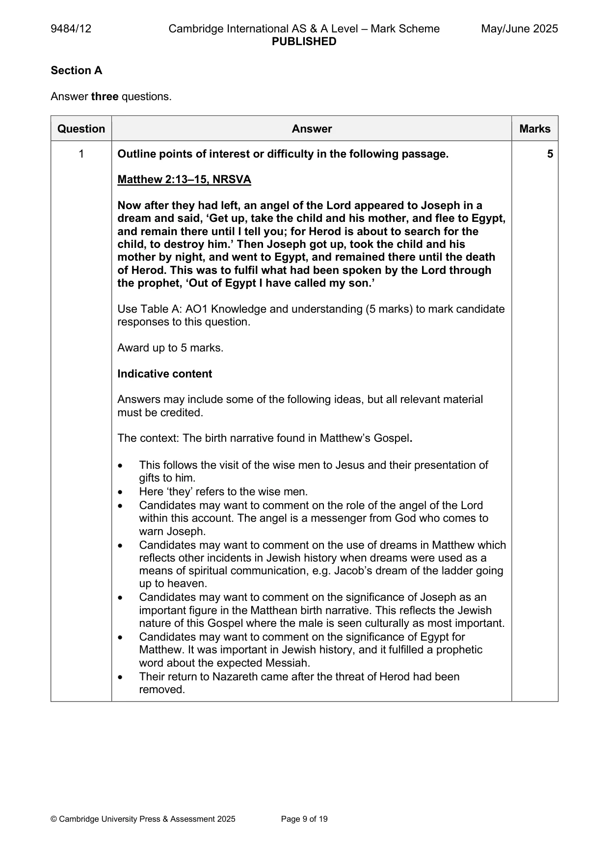 Mark scheme, page 9 of 19
