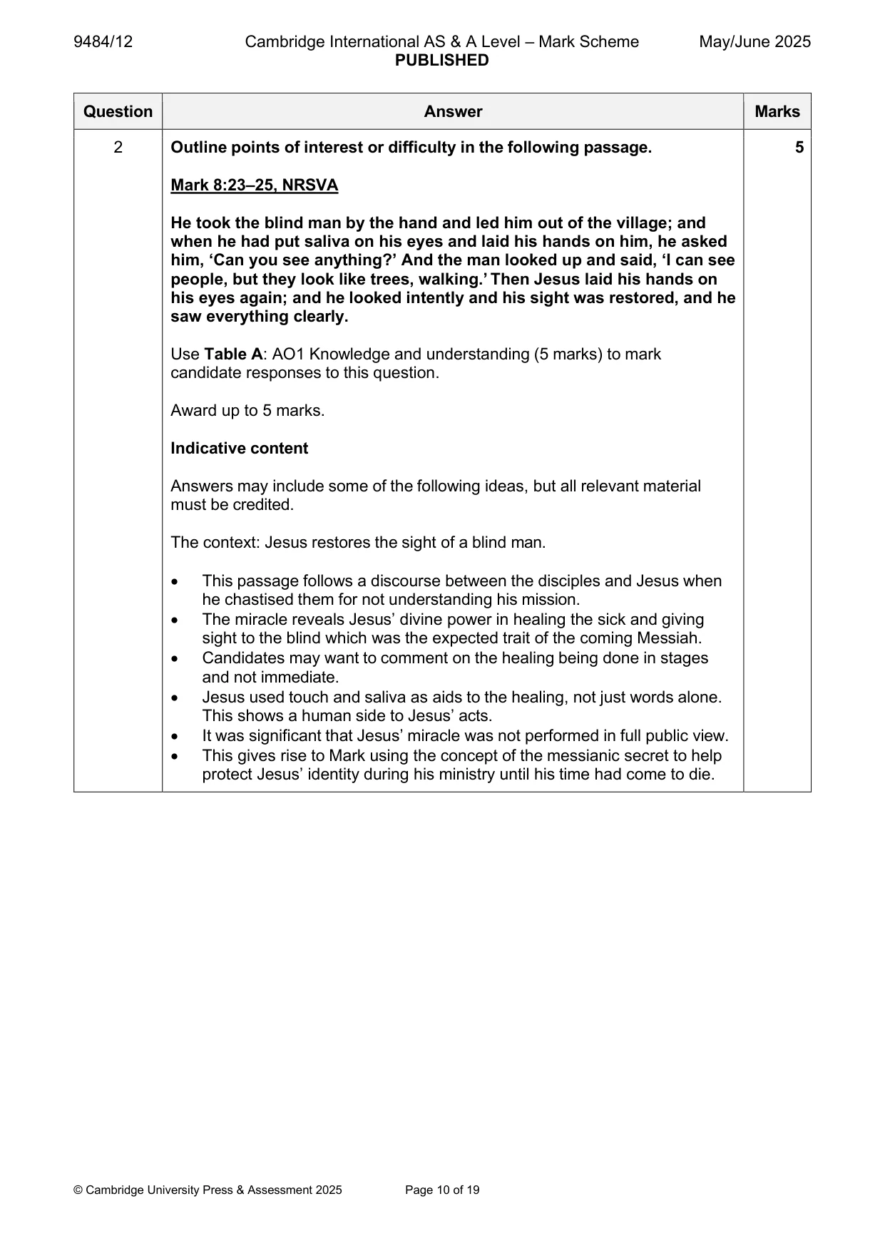Mark scheme, page 10 of 19