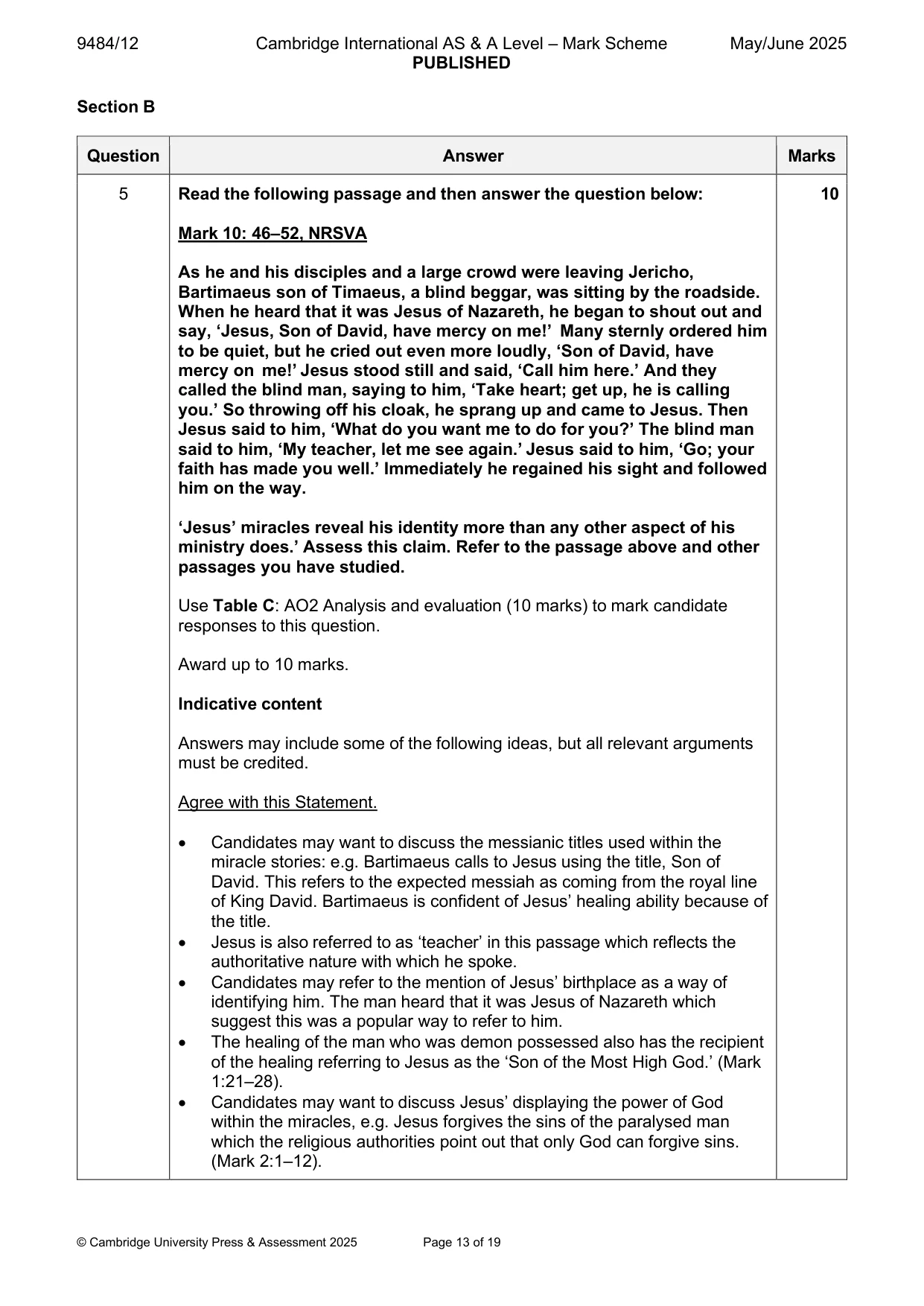 Mark scheme, page 13 of 19
