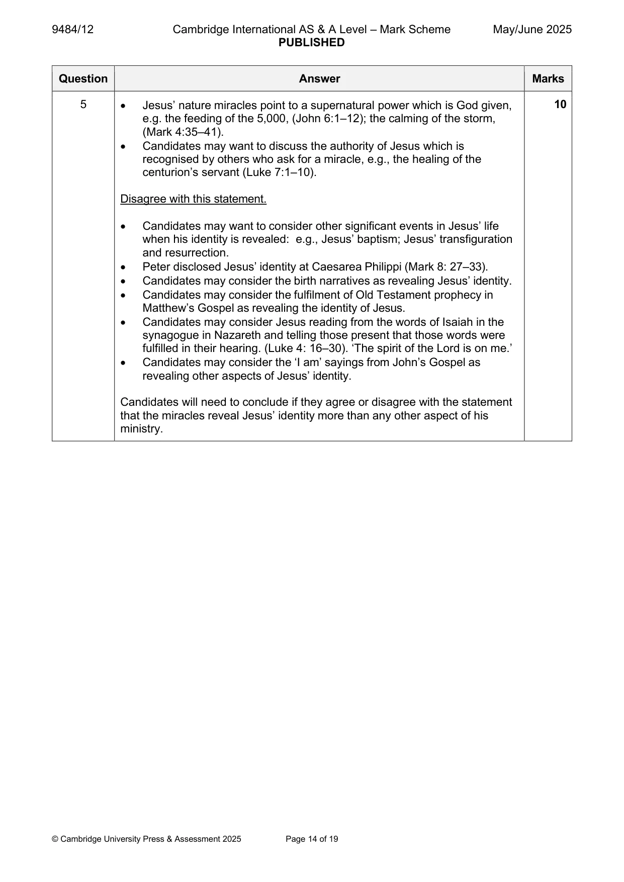 Mark scheme, page 14 of 19