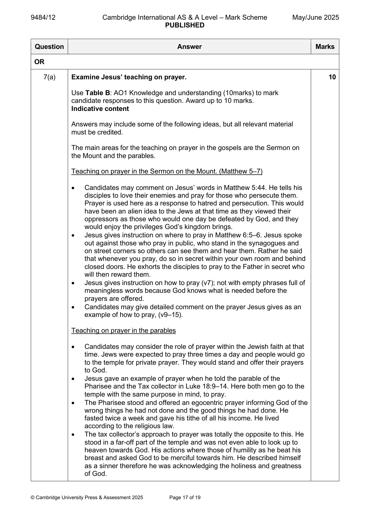 Mark scheme, page 17 of 19