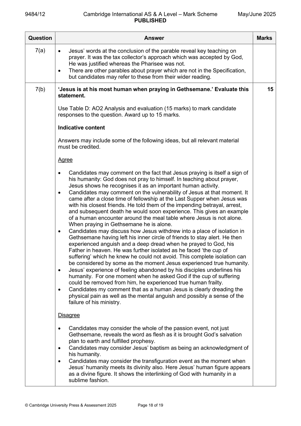 Mark scheme, page 18 of 19