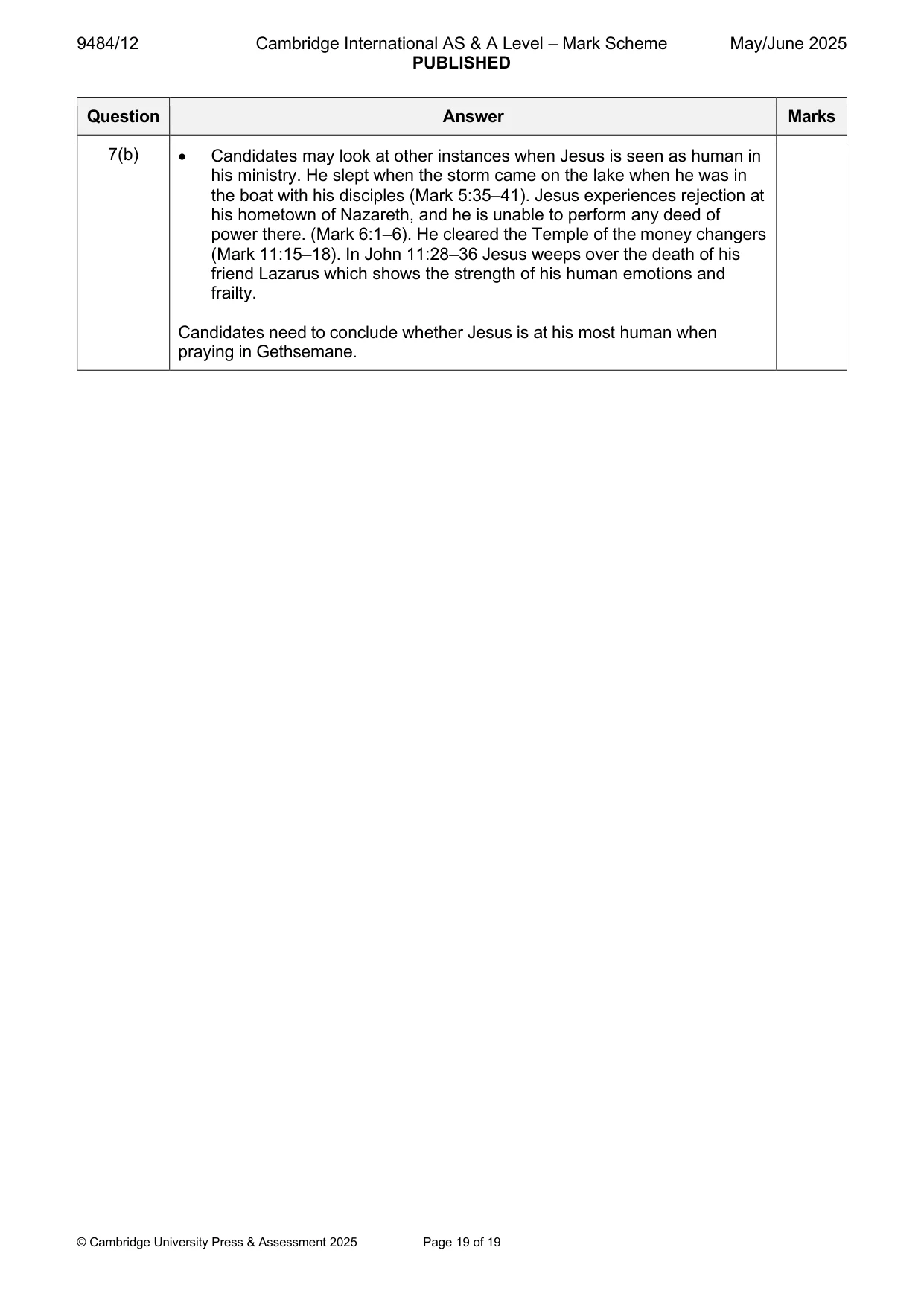Mark scheme, page 19 of 19