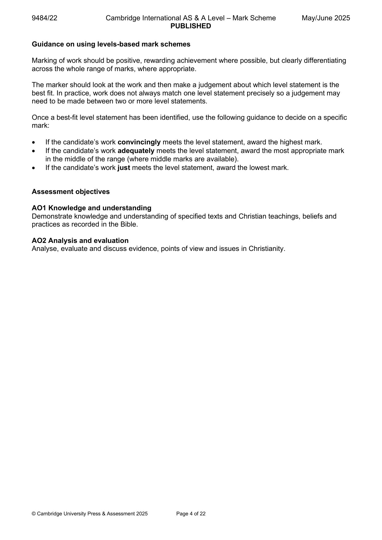 Mark scheme, page 4 of 22
