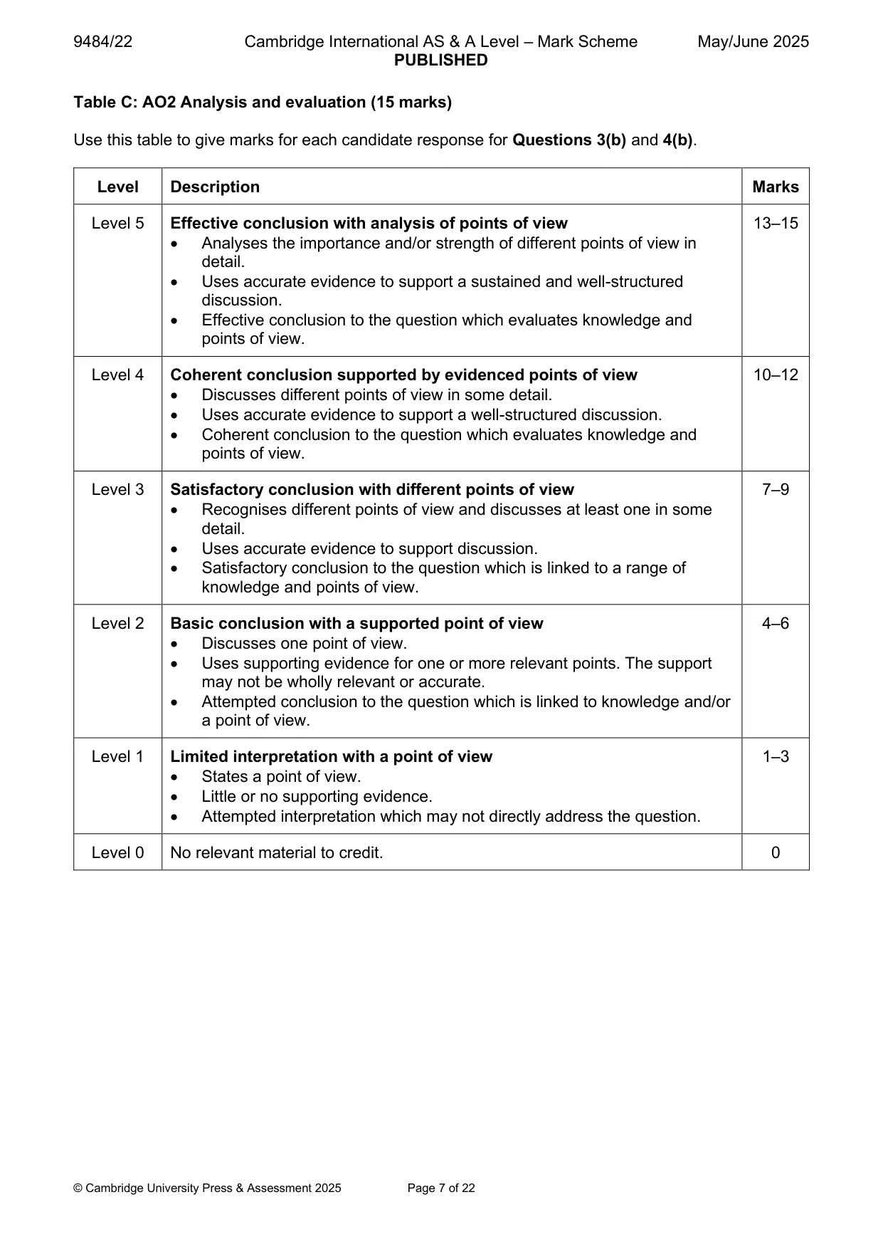 Mark scheme, page 7 of 22