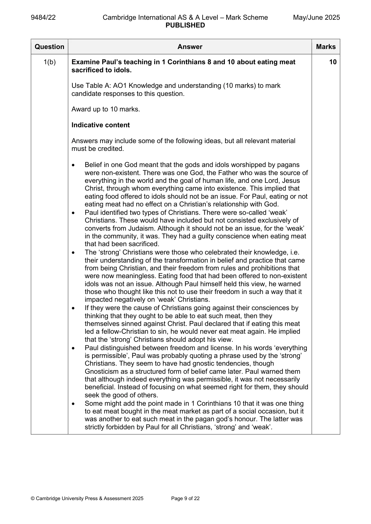 Mark scheme, page 9 of 22