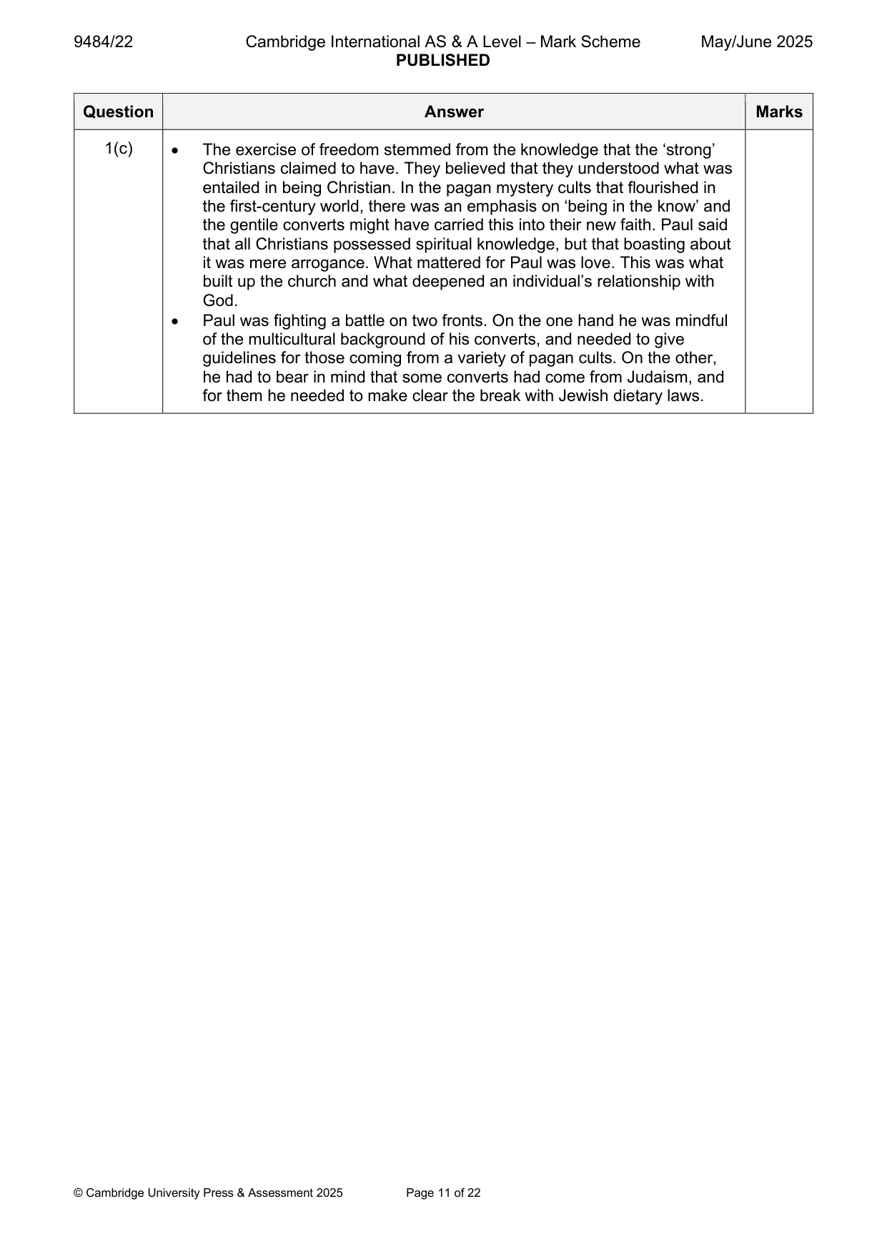 Mark scheme, page 11 of 22