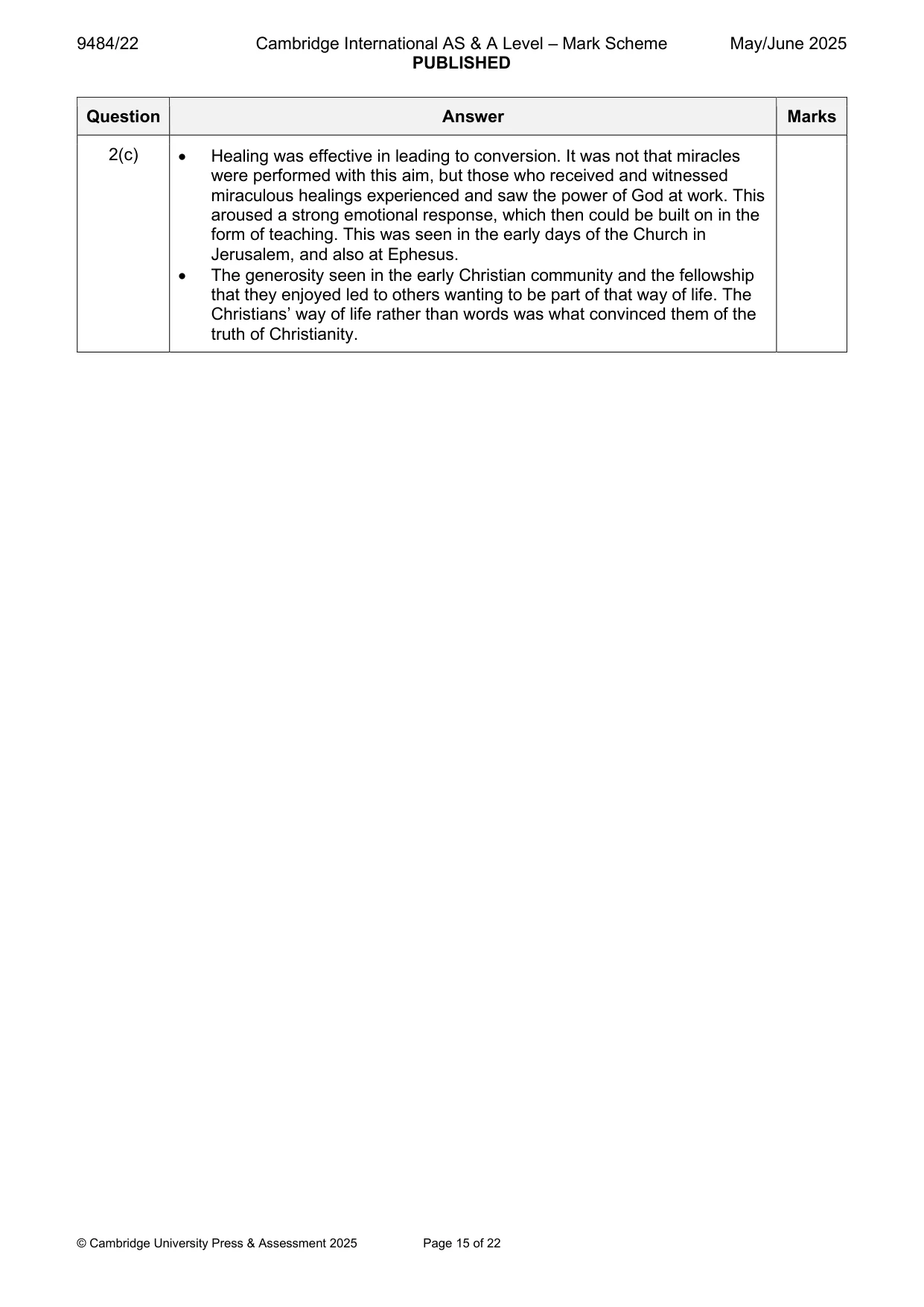 Mark scheme, page 15 of 22
