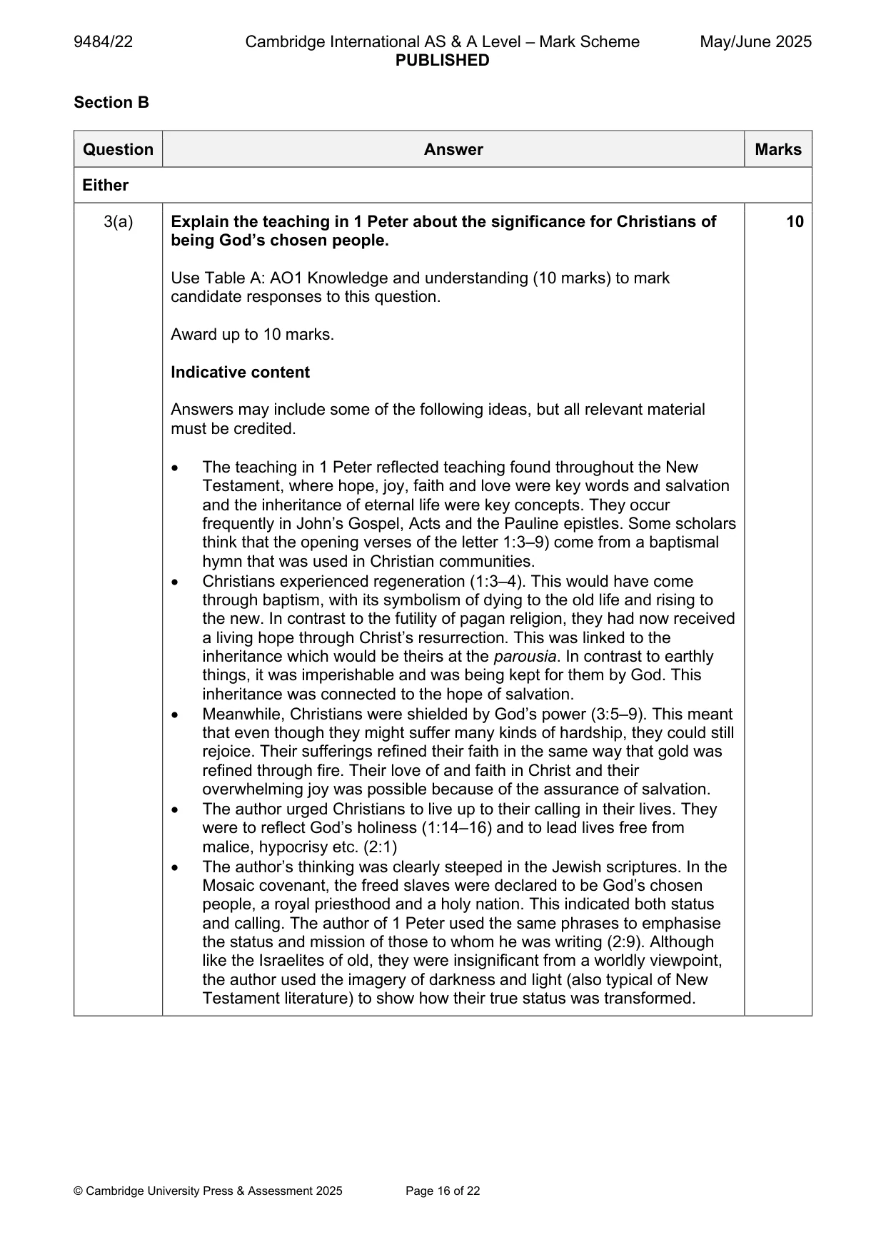 Mark scheme, page 16 of 22