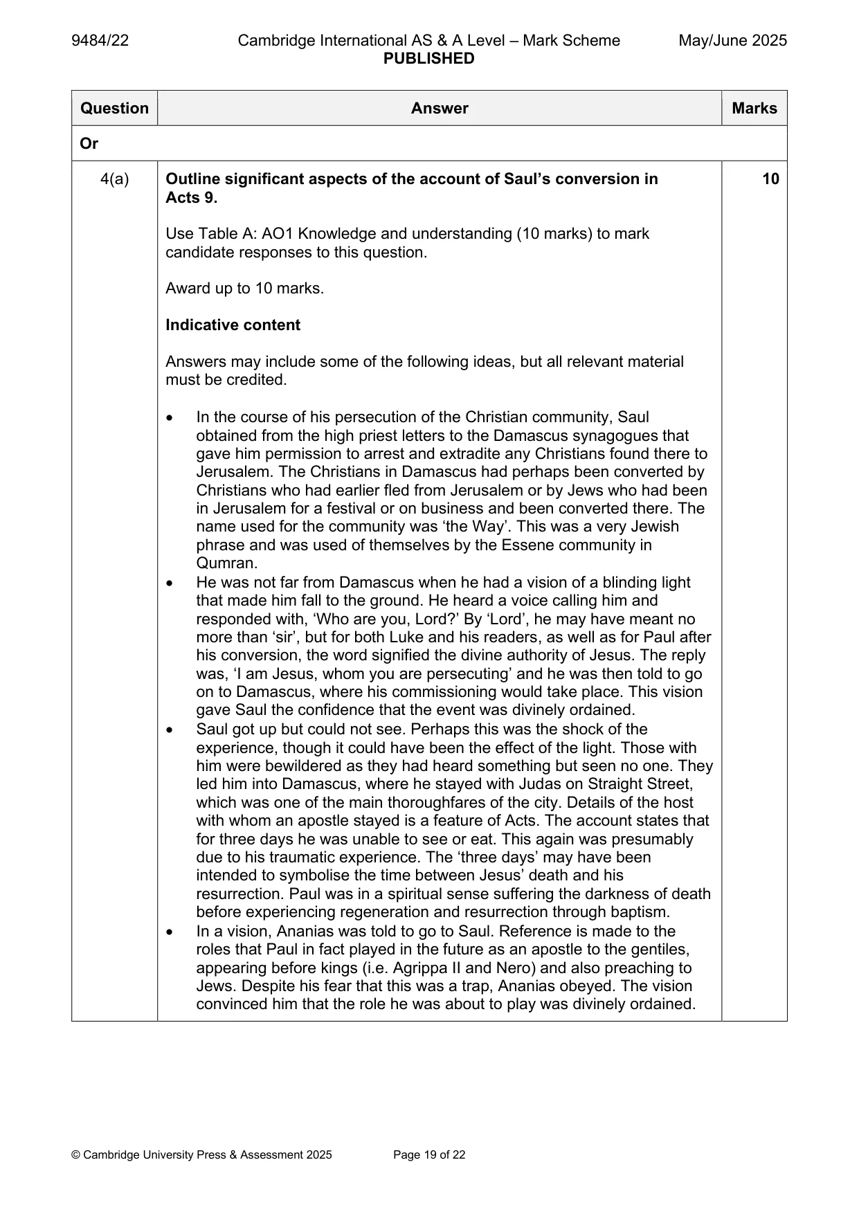 Mark scheme, page 19 of 22