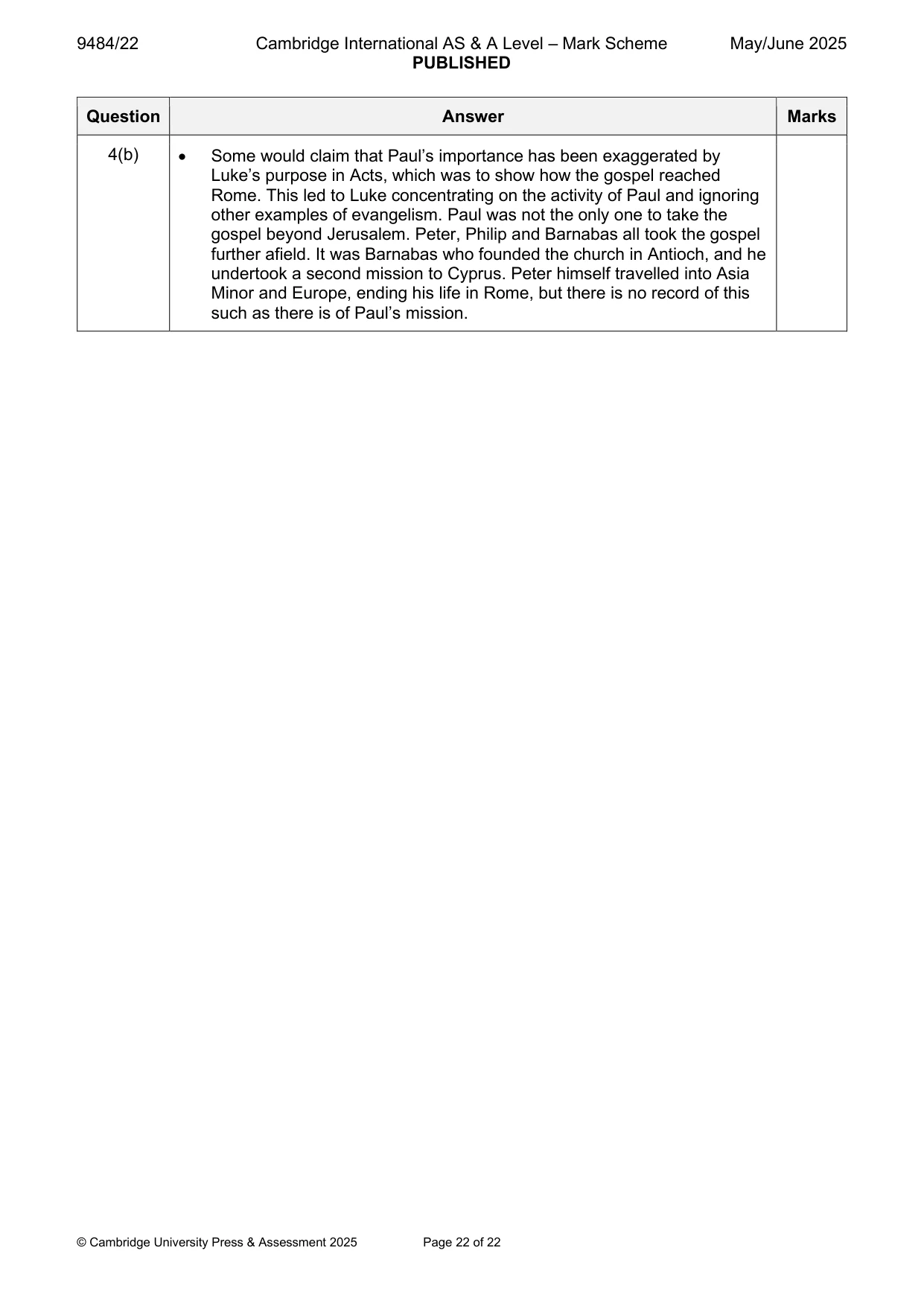 Mark scheme, page 22 of 22