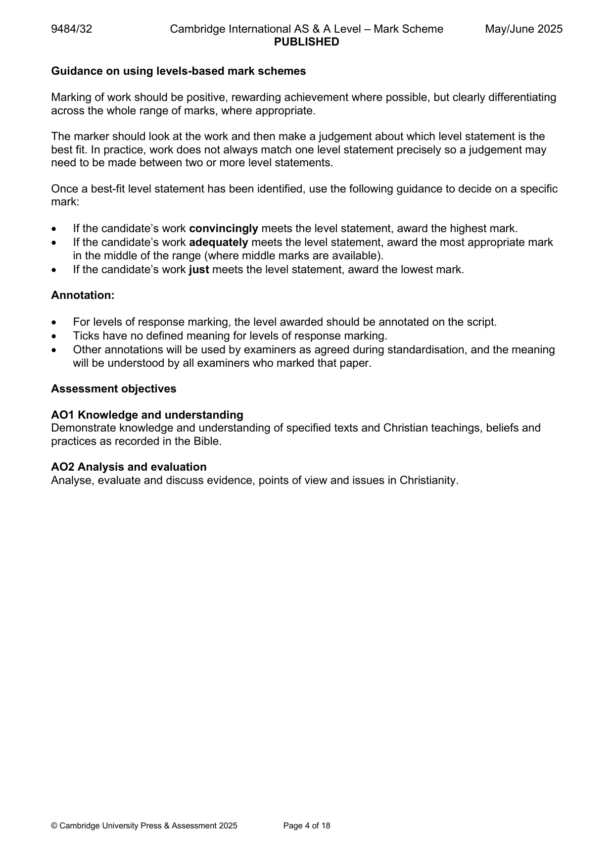 Mark scheme, page 4 of 18