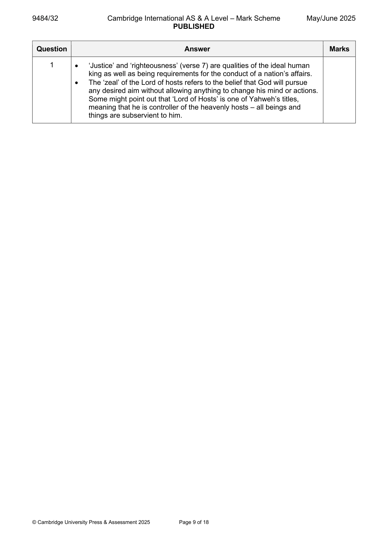 Mark scheme, page 9 of 18
