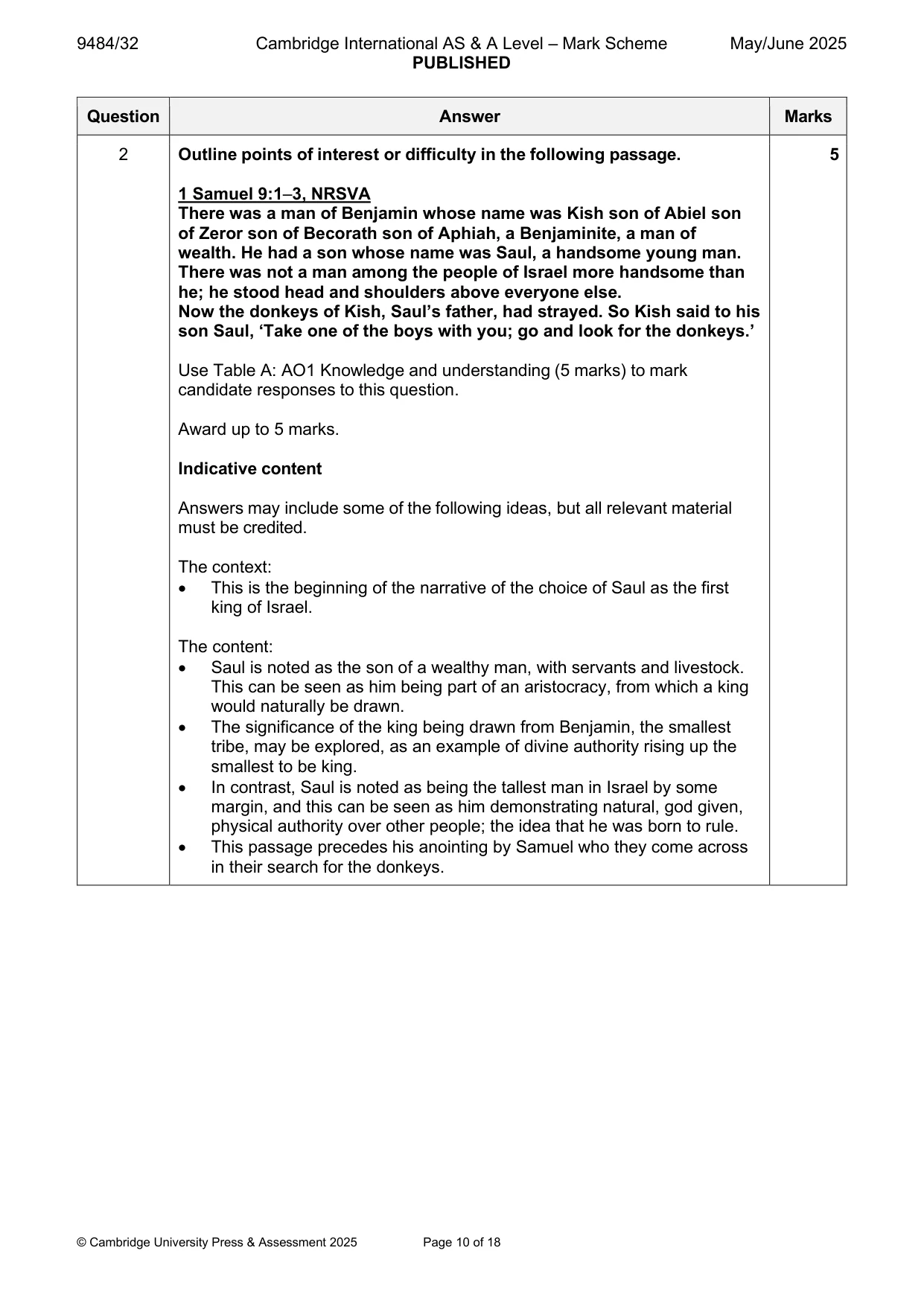 Mark scheme, page 10 of 18