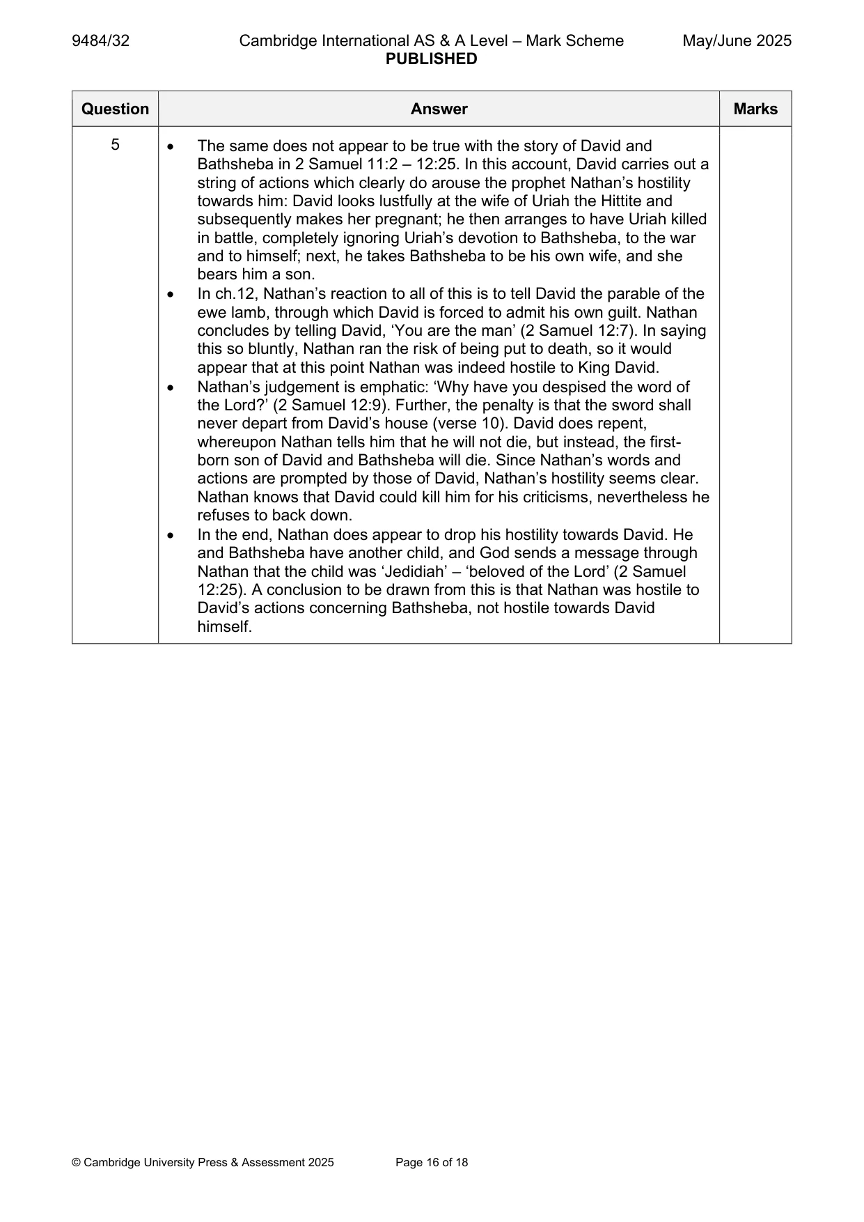 Mark scheme, page 16 of 18