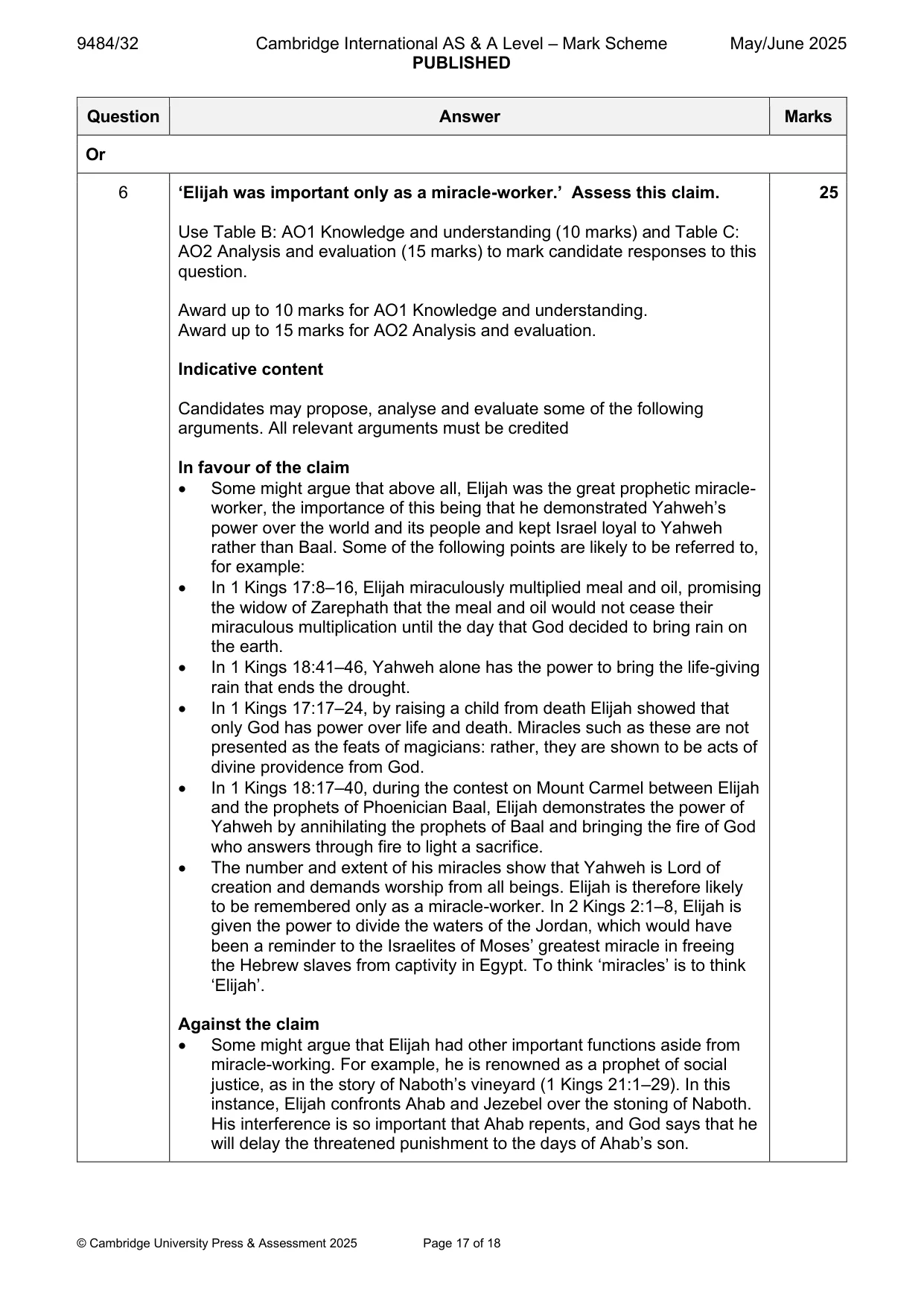 Mark scheme, page 17 of 18