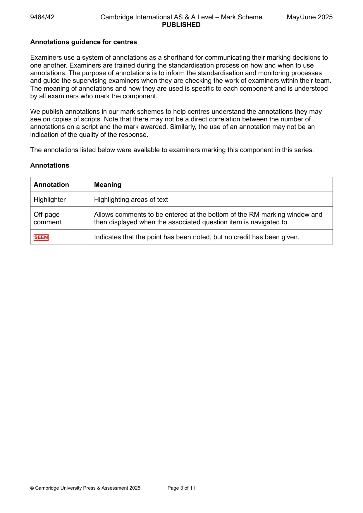 Mark scheme, page 3 of 11