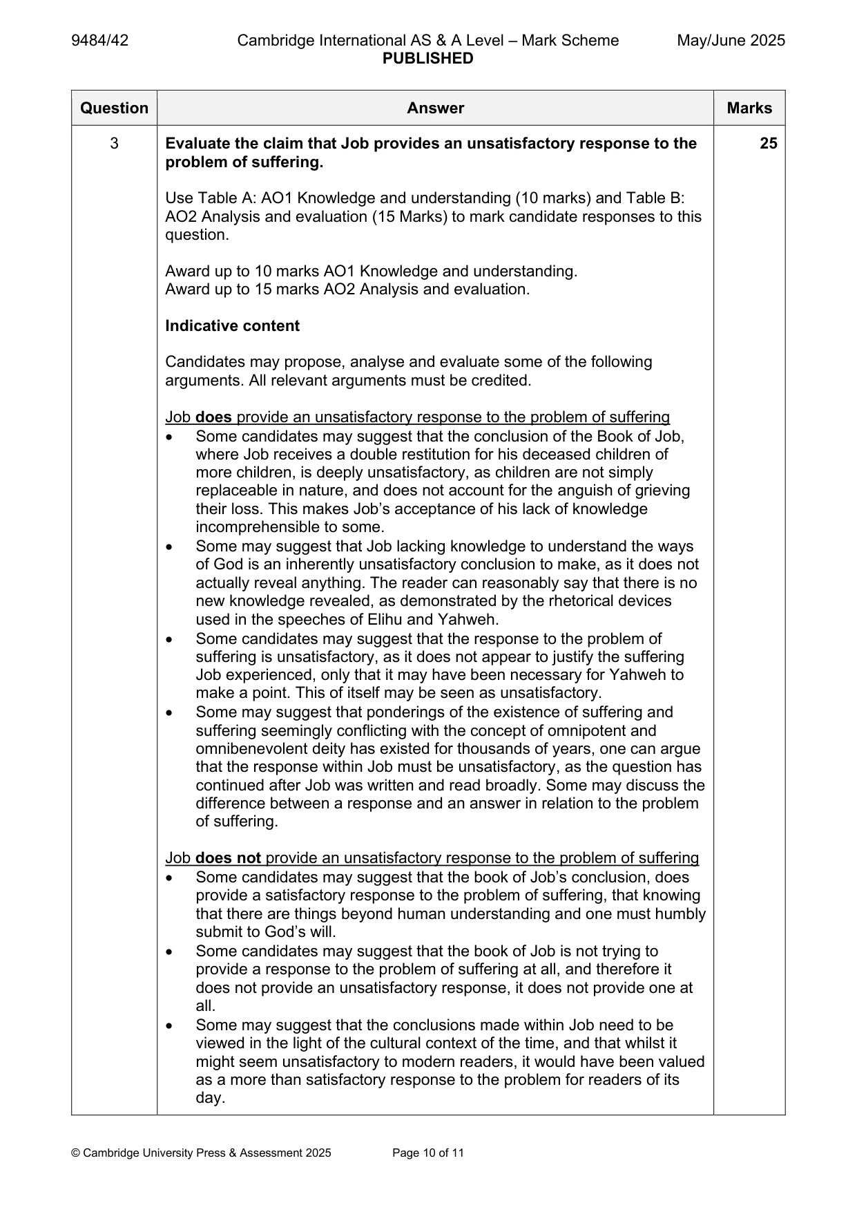 Mark scheme, page 10 of 11