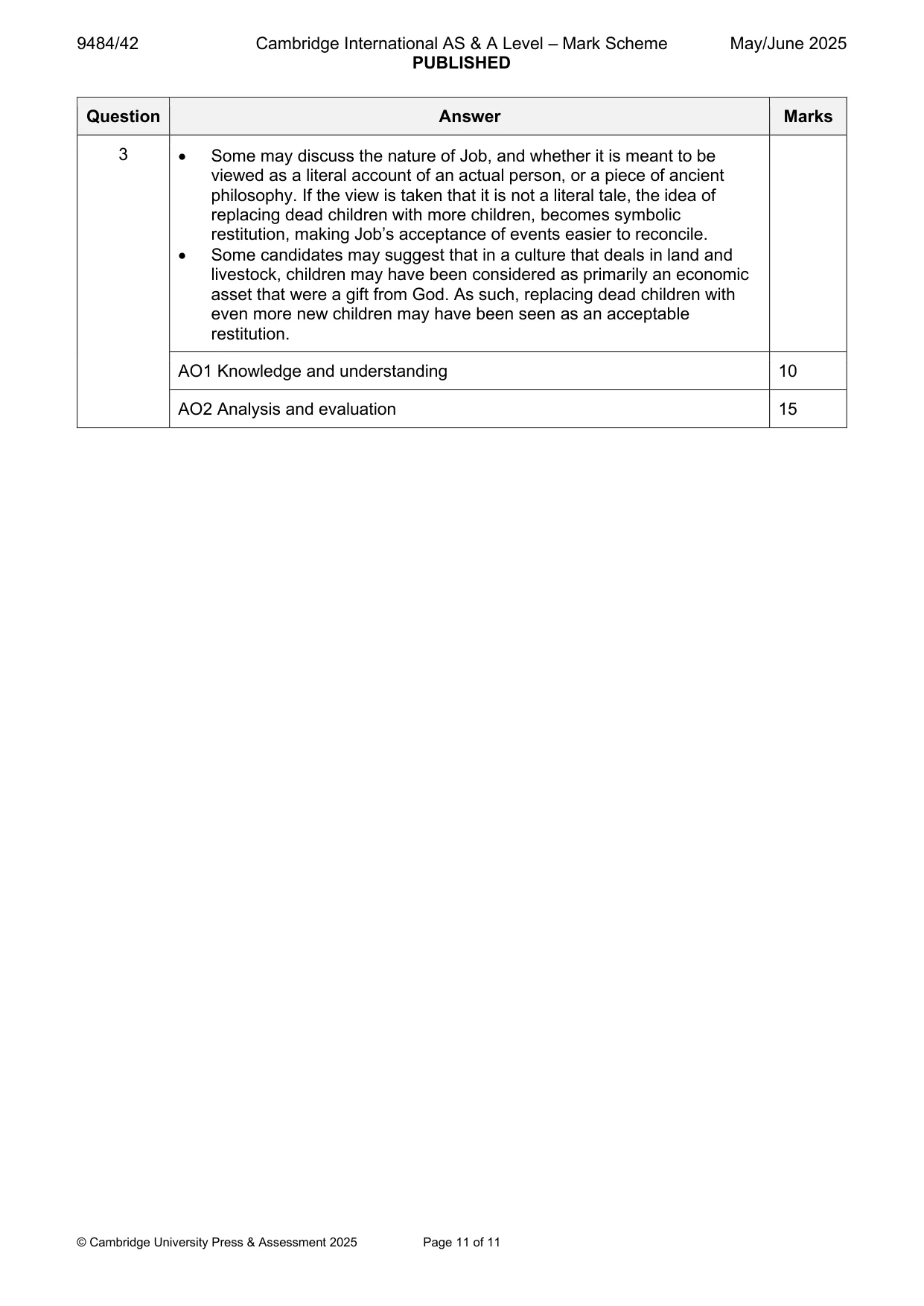 Mark scheme, page 11 of 11