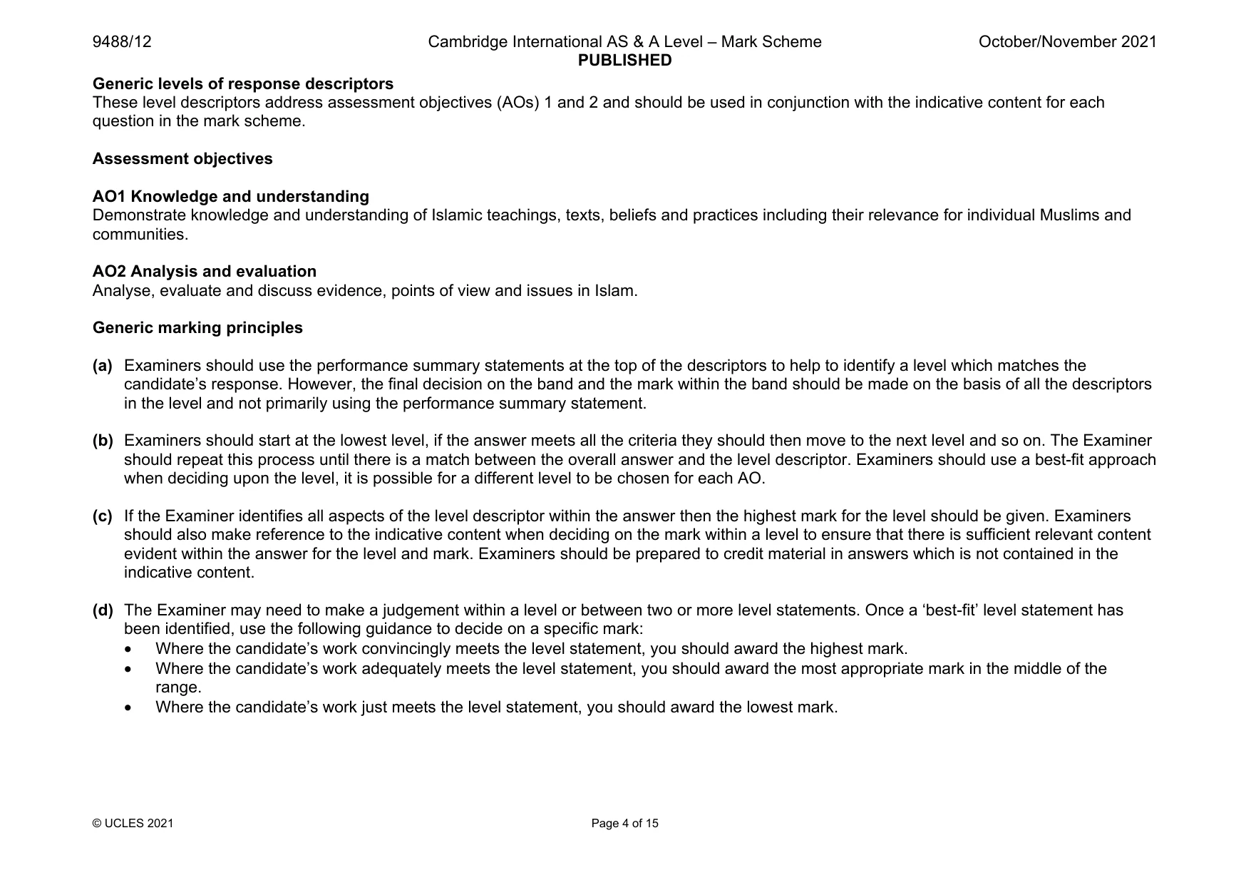 Mark scheme, page 4 of 15
