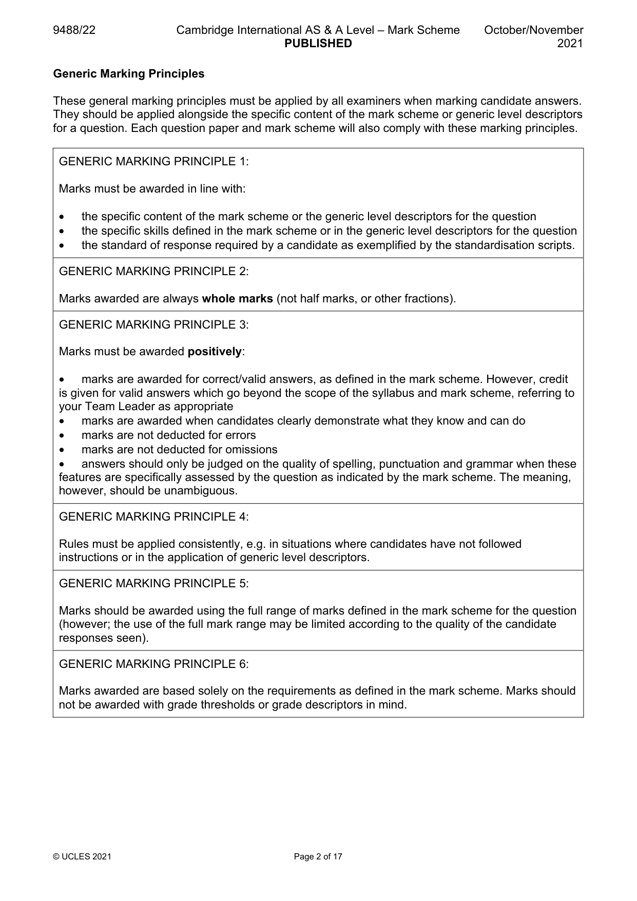 Mark scheme, page 2 of 17