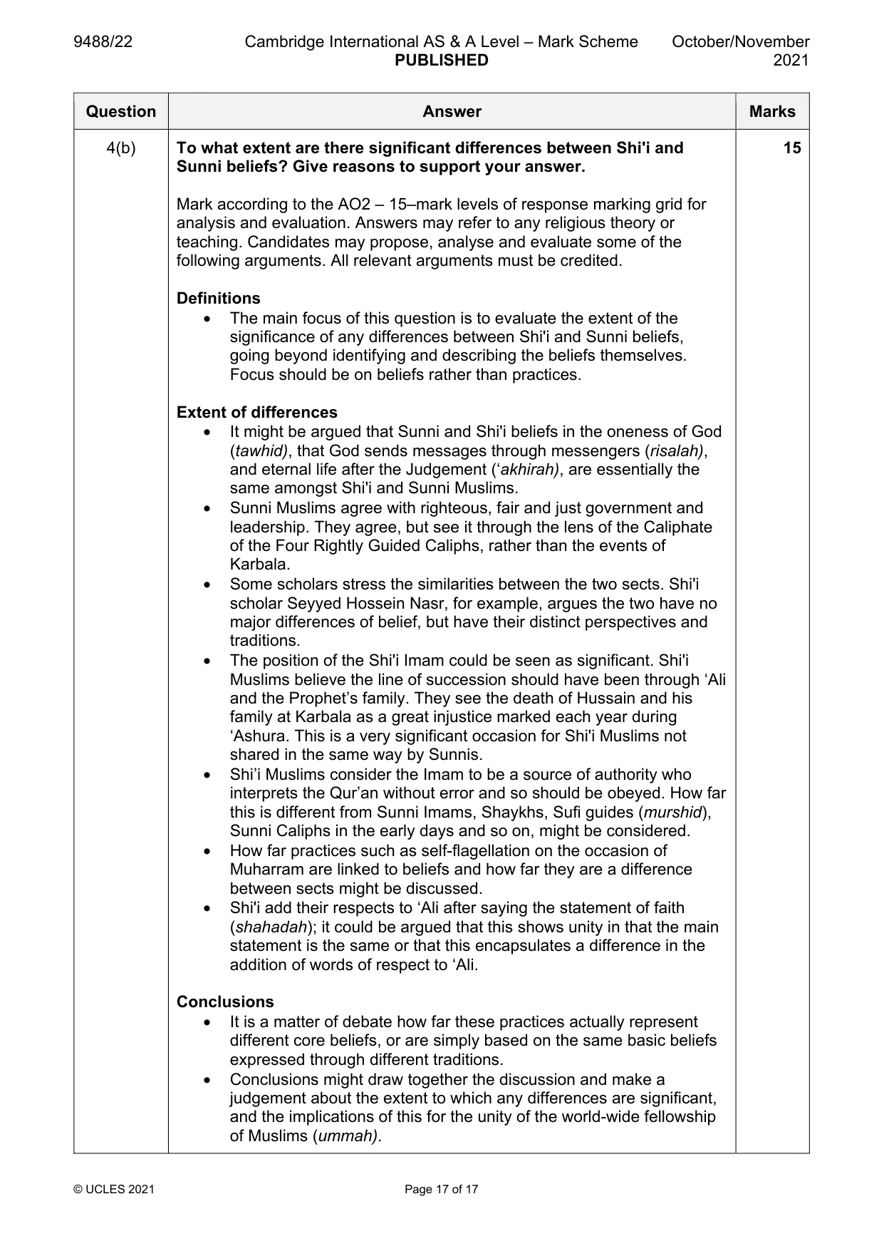 Mark scheme, page 17 of 17