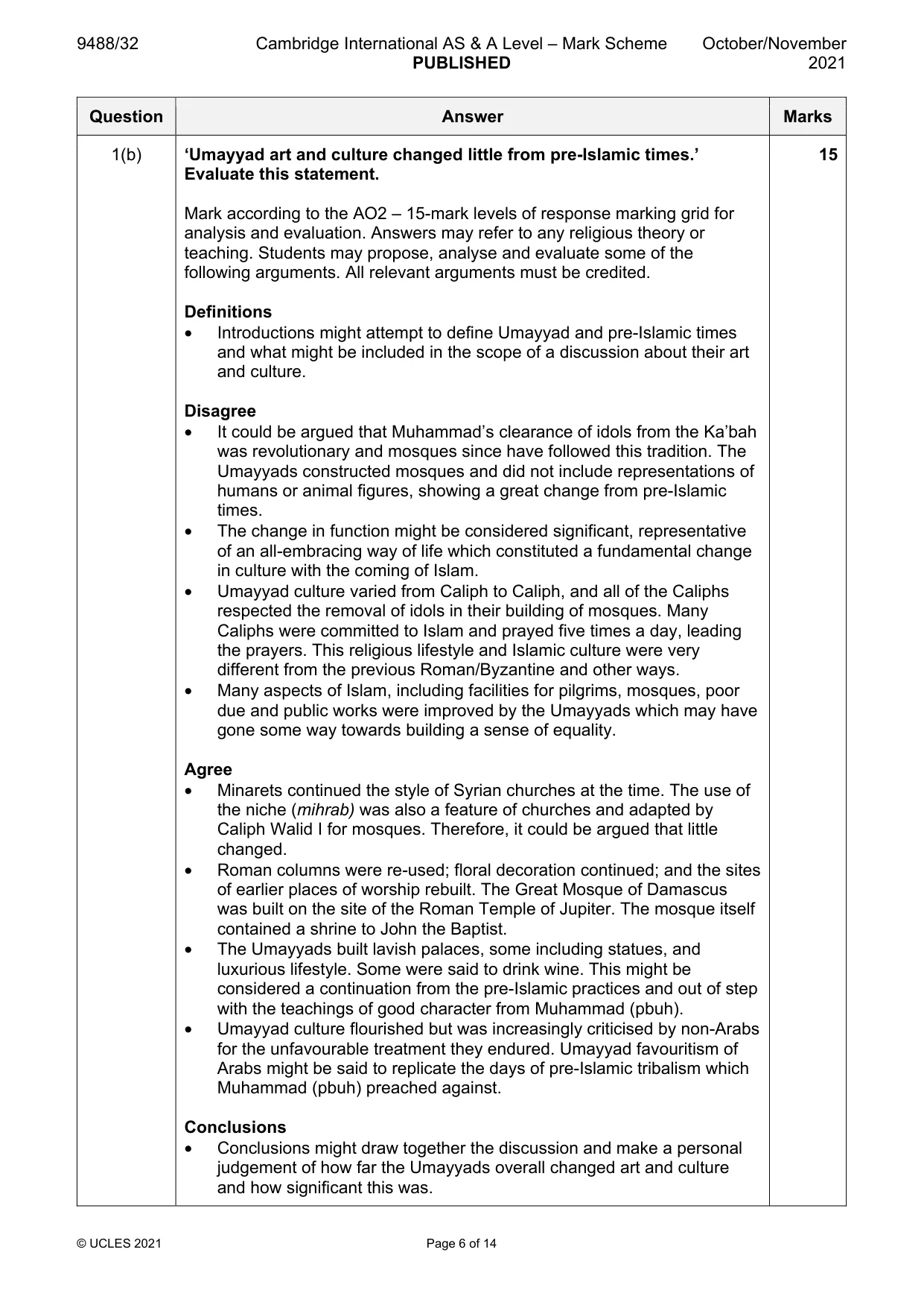 Mark scheme, page 6 of 14