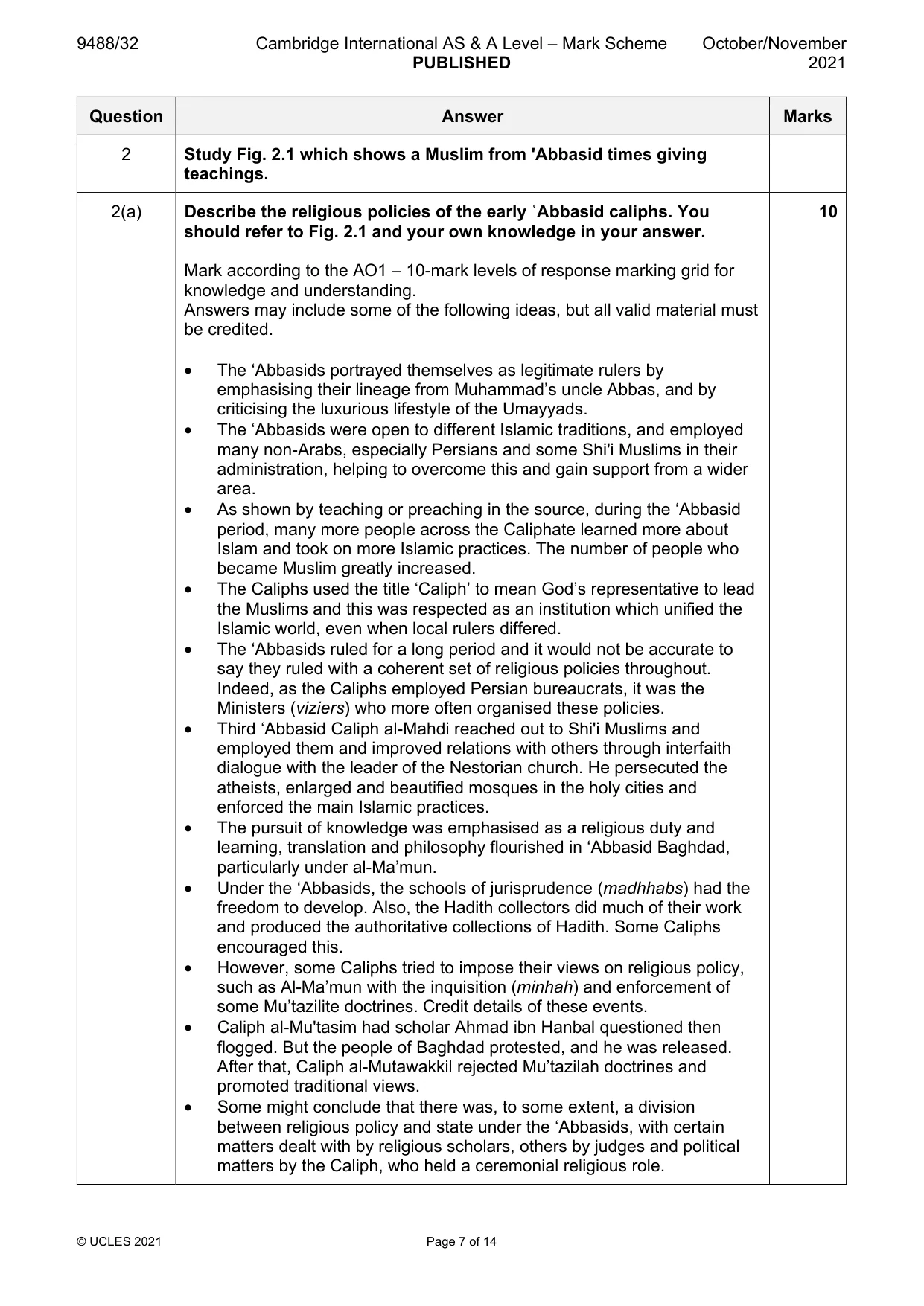 Mark scheme, page 7 of 14
