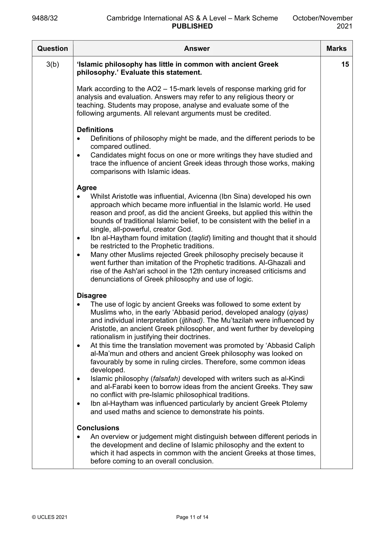 Mark scheme, page 11 of 14