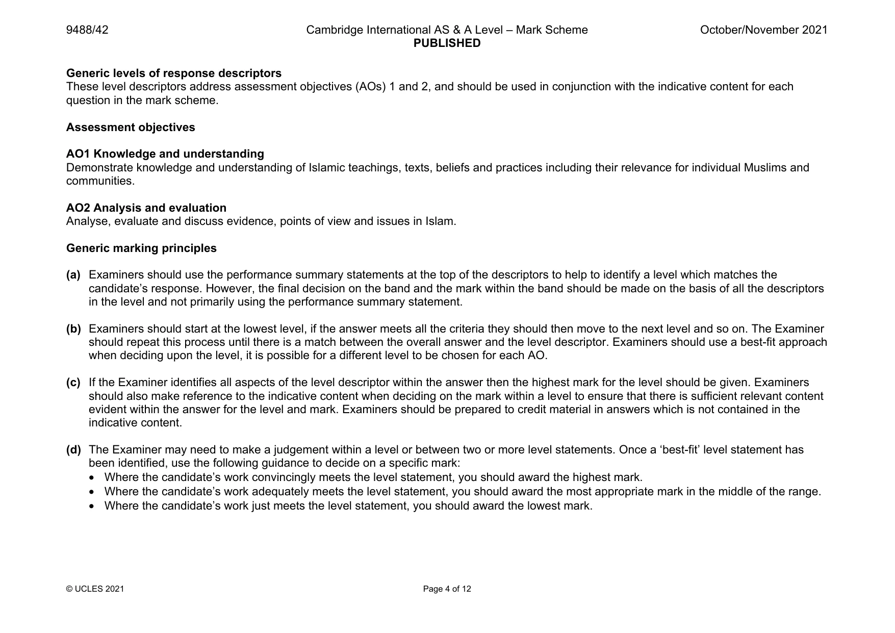 Mark scheme, page 4 of 12