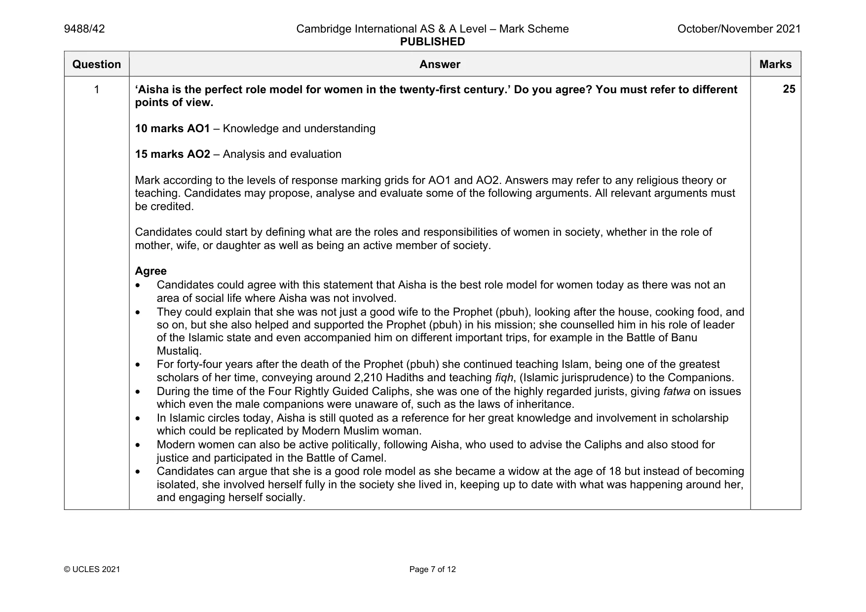 Mark scheme, page 7 of 12
