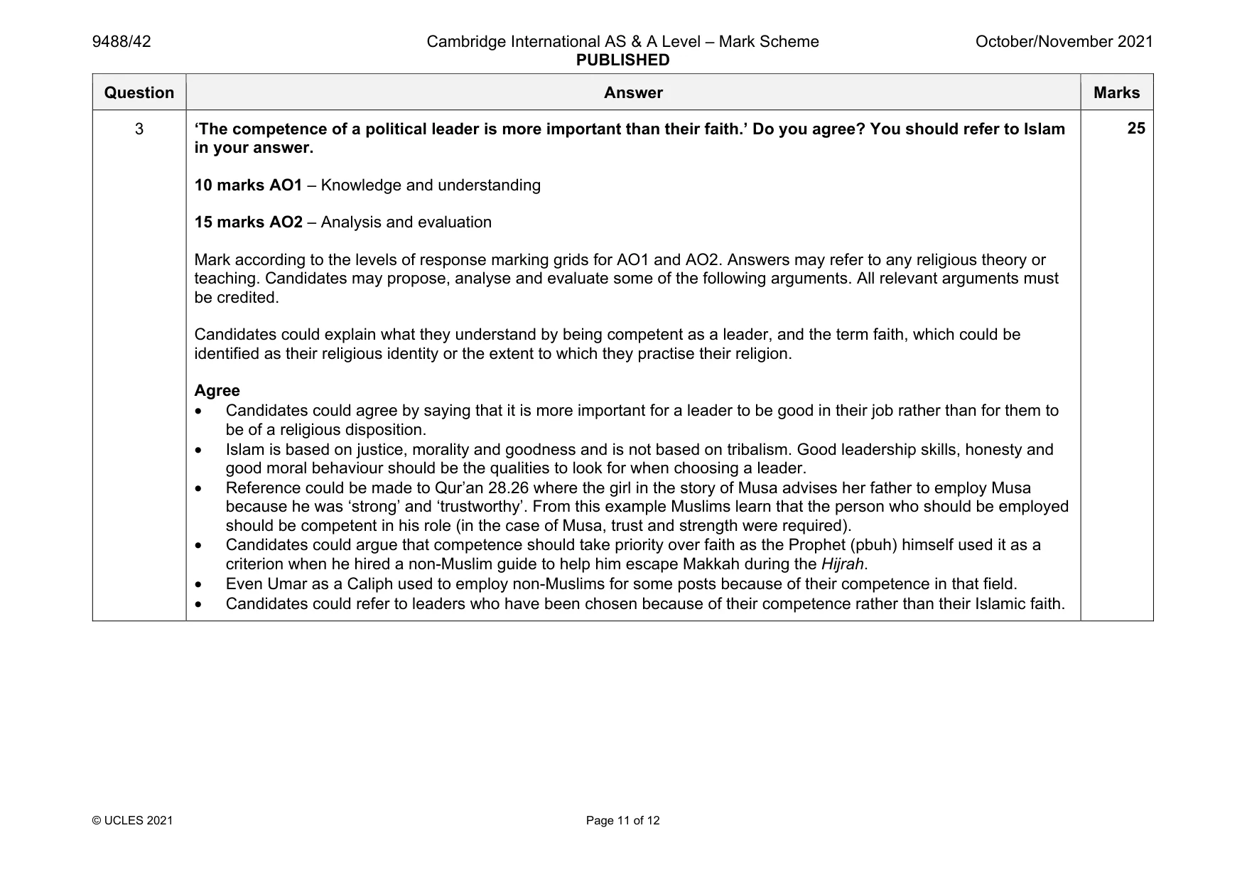 Mark scheme, page 11 of 12