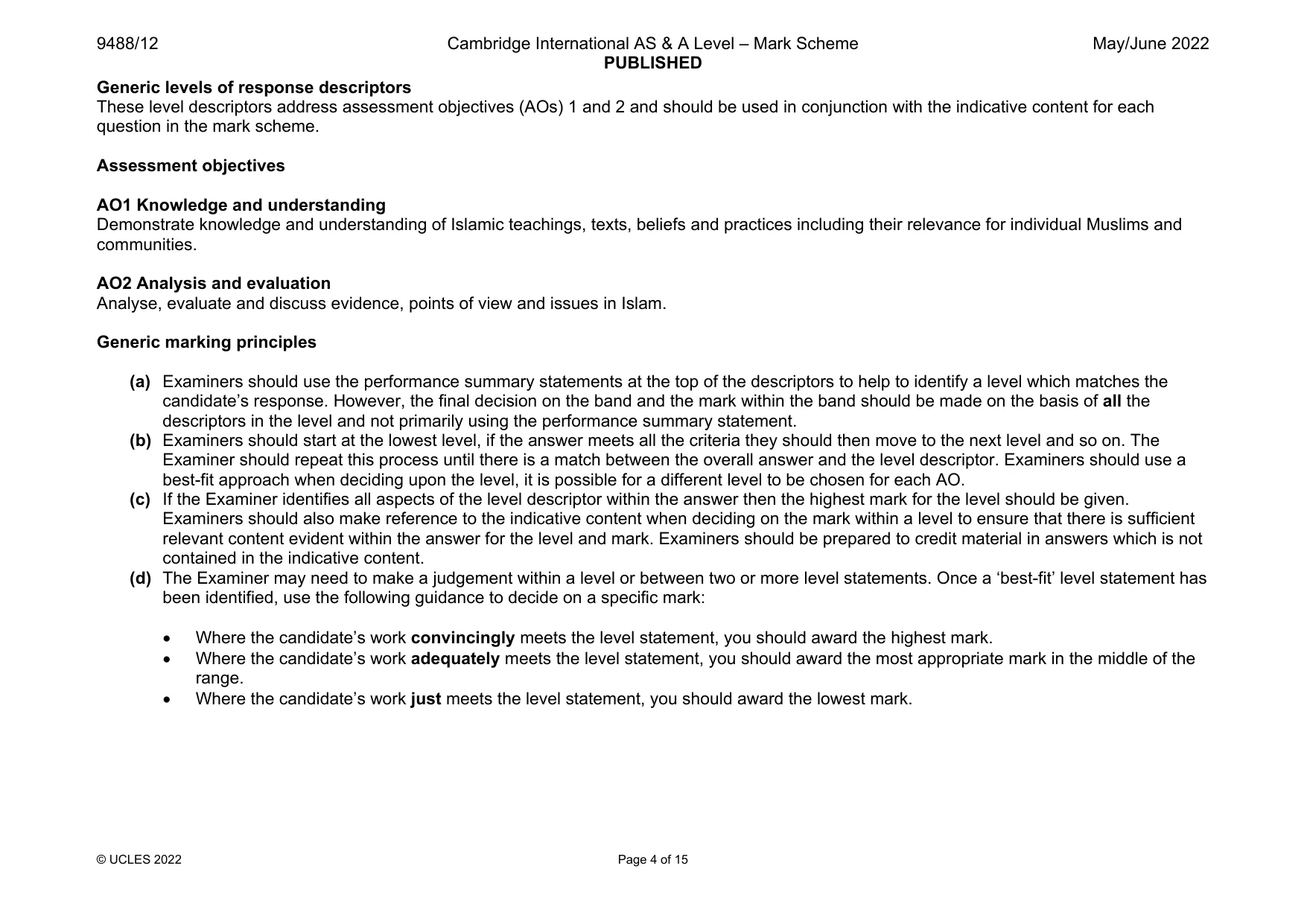 Mark scheme, page 4 of 15
