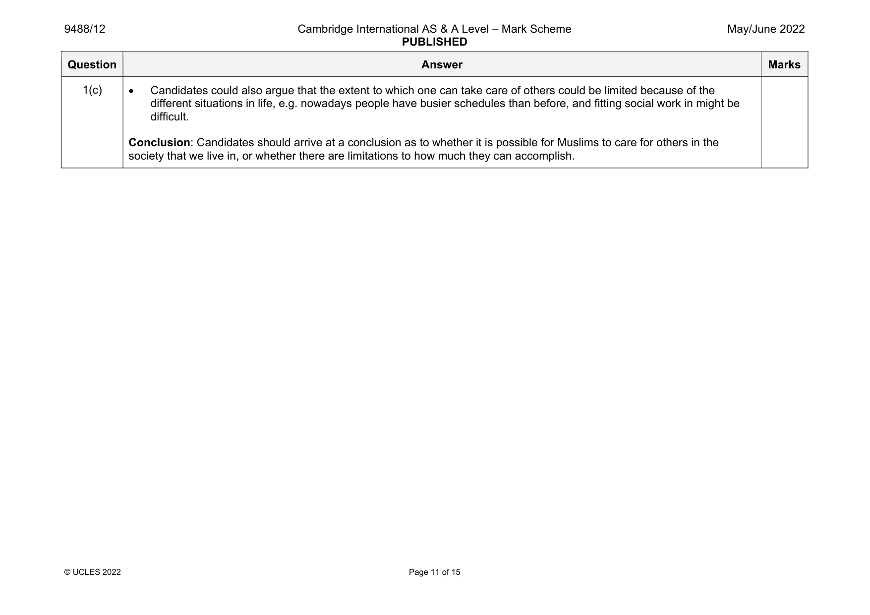 Mark scheme, page 11 of 15