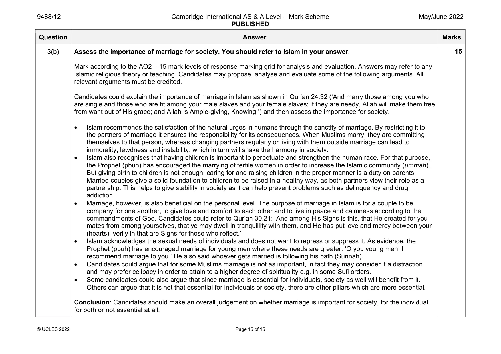 Mark scheme, page 15 of 15