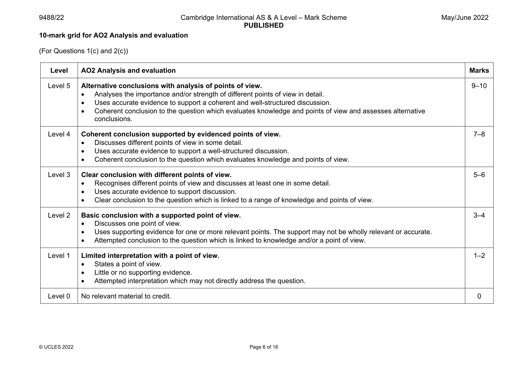 Mark scheme, page 6 of 18