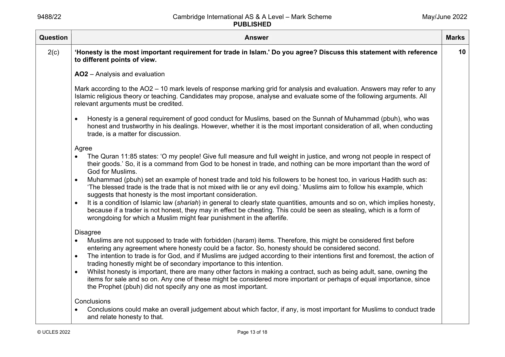 Mark scheme, page 13 of 18