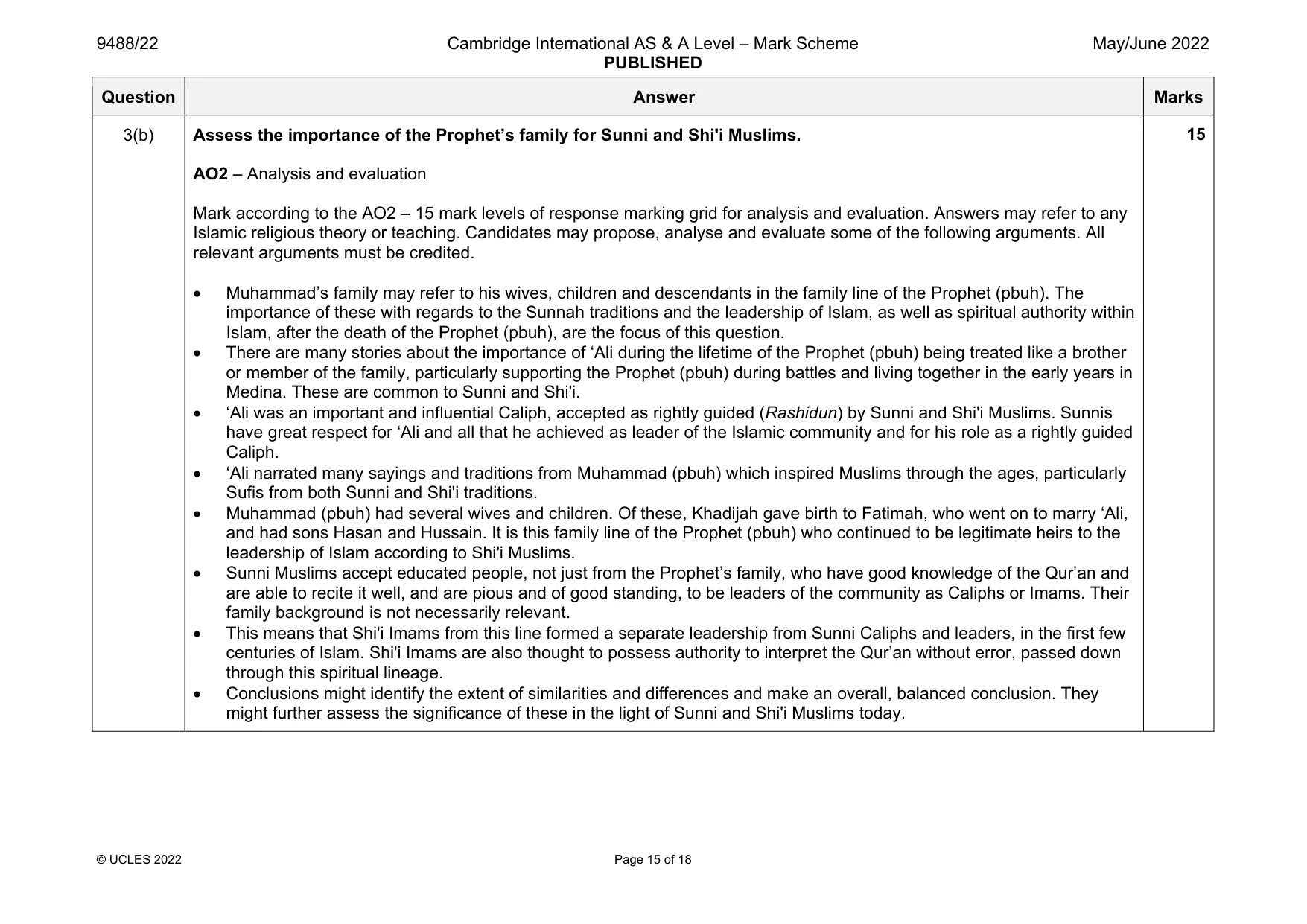 Mark scheme, page 15 of 18