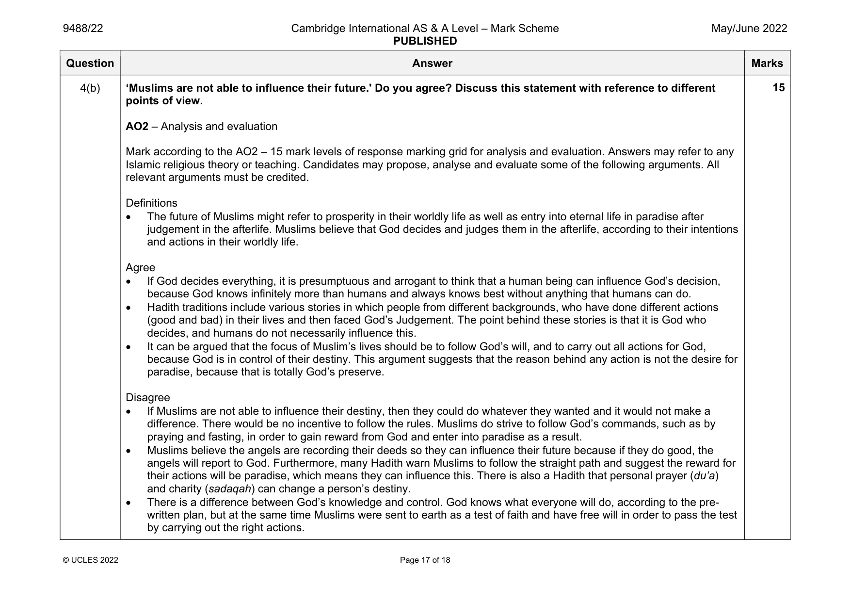 Mark scheme, page 17 of 18