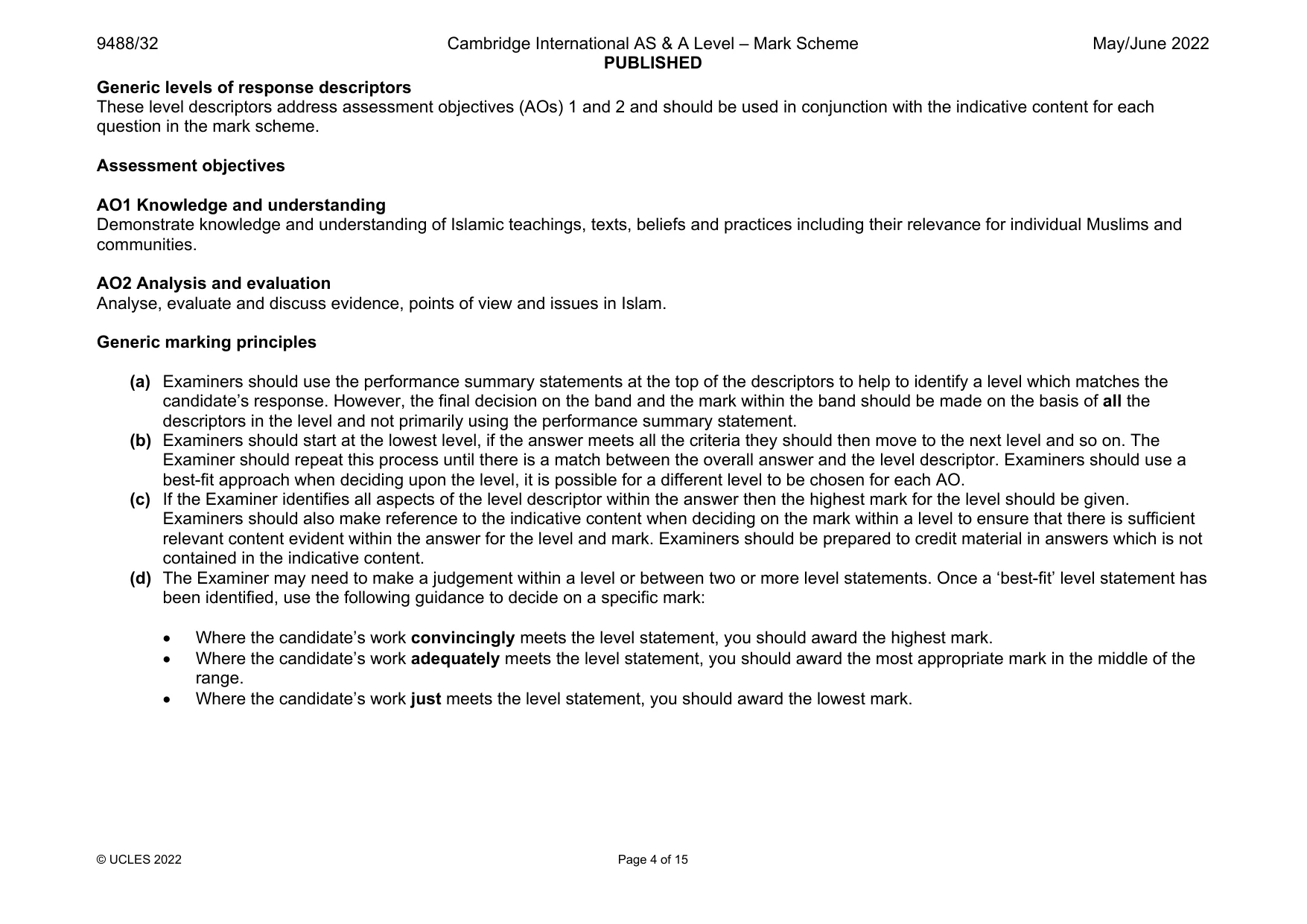 Mark scheme, page 4 of 15