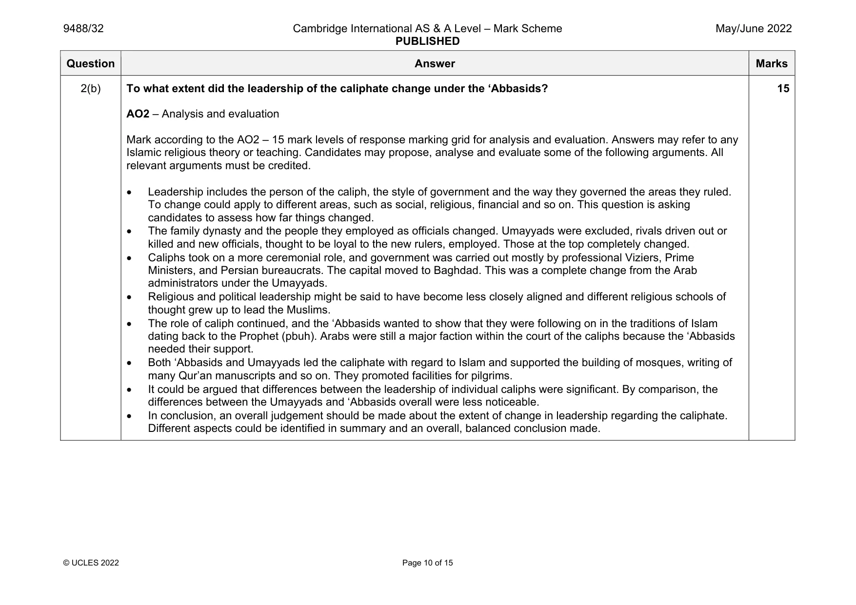 Mark scheme, page 10 of 15