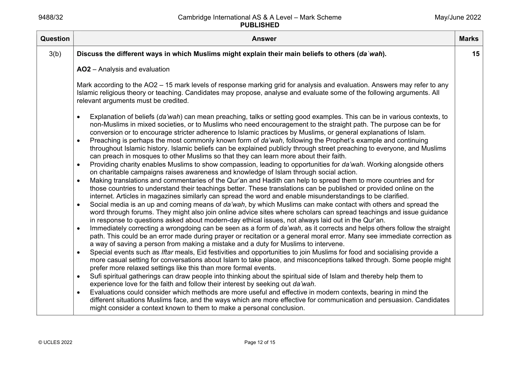 Mark scheme, page 12 of 15