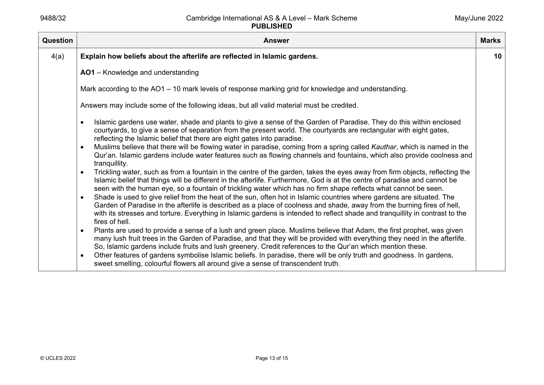 Mark scheme, page 13 of 15